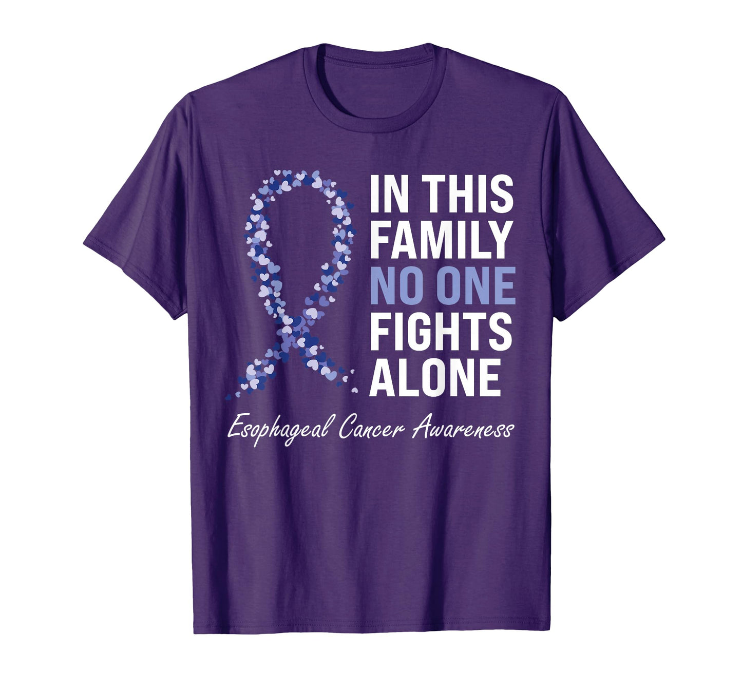 Esophageal Cancer Awareness Gifts Co. Purple Periwinkle Ribbon Cancer Awareness T-Shirt for Women - Black, Short Sleeve, Crew Neck, Classic Fit, Pull On, Small