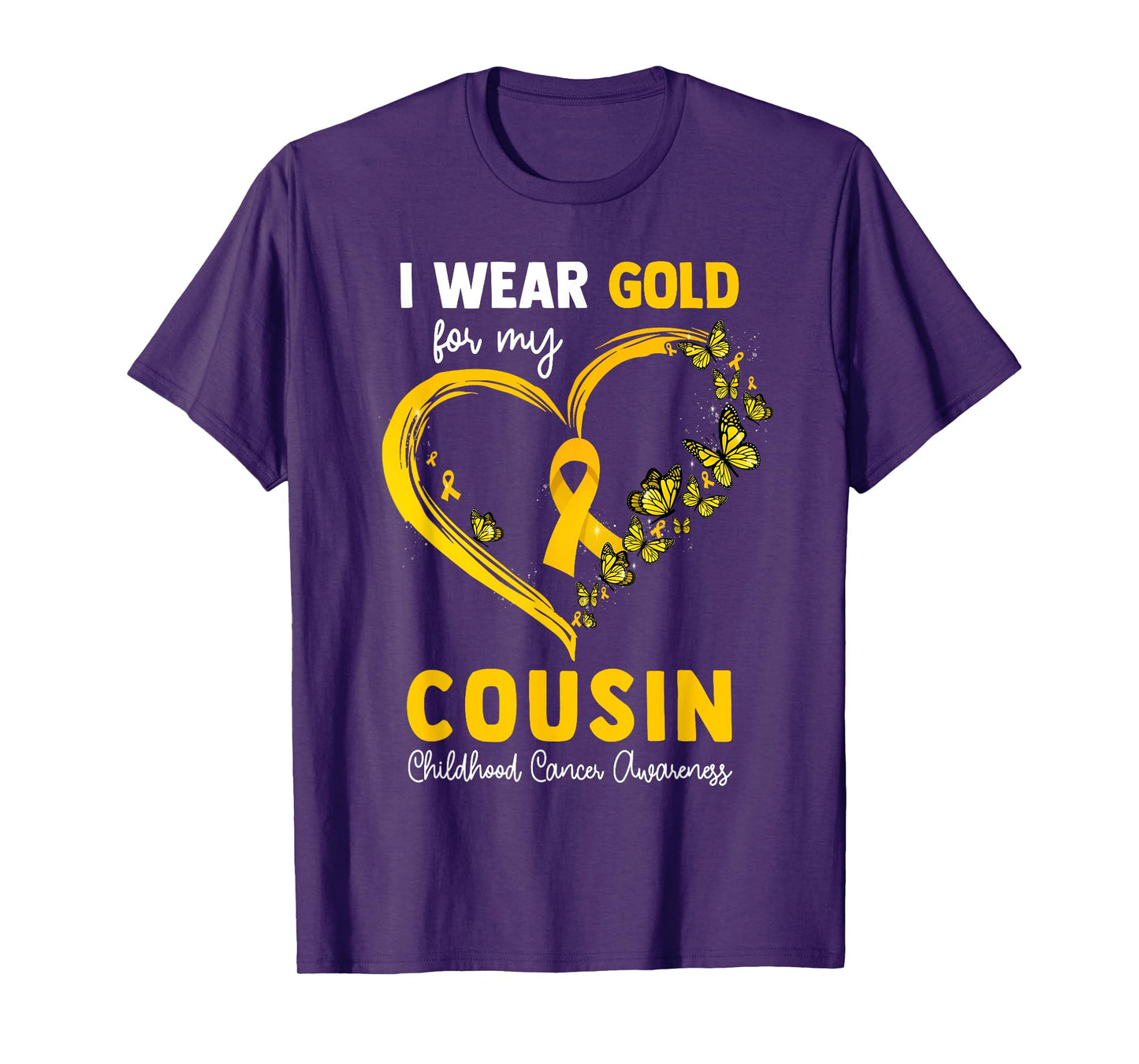 I Wear Gold For My Cousin Childhood Cancer Heart Ribbon T-Shirt
