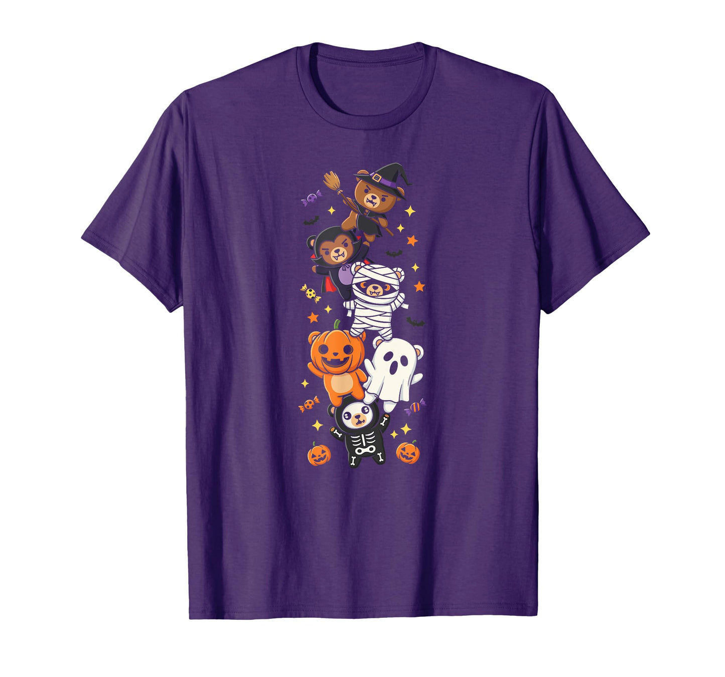 Funny Bear Witch Vampire Ghost Halloween Kids Mens Womens T-Shirt