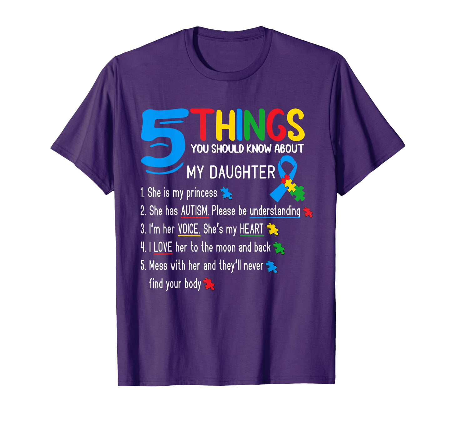 Autistic Daughter Autism Awareness Support Mom Dad Parents T-Shirt
