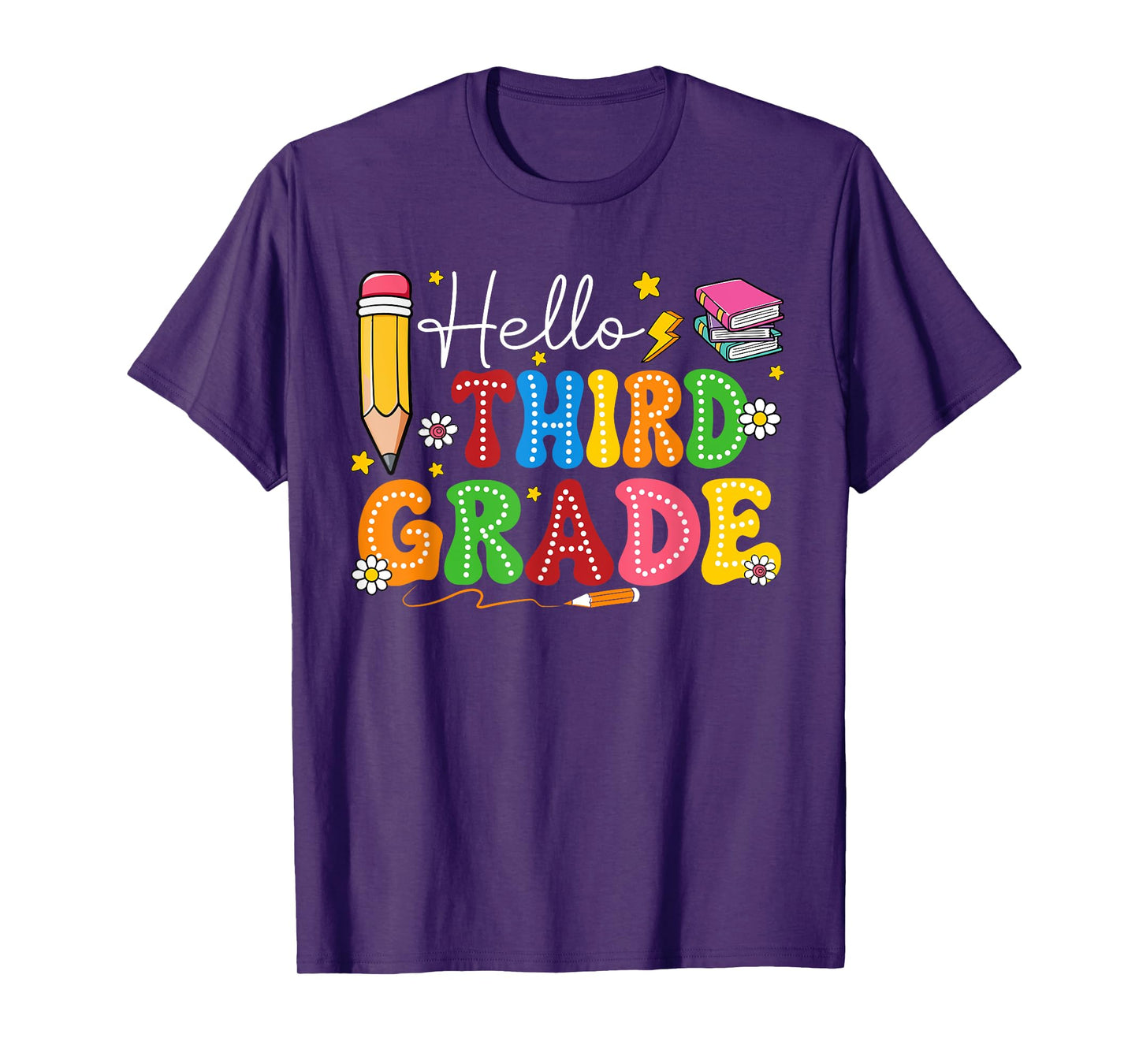 Groovy Hello Third Grade Teacher Kids First Day Of School T-Shirt