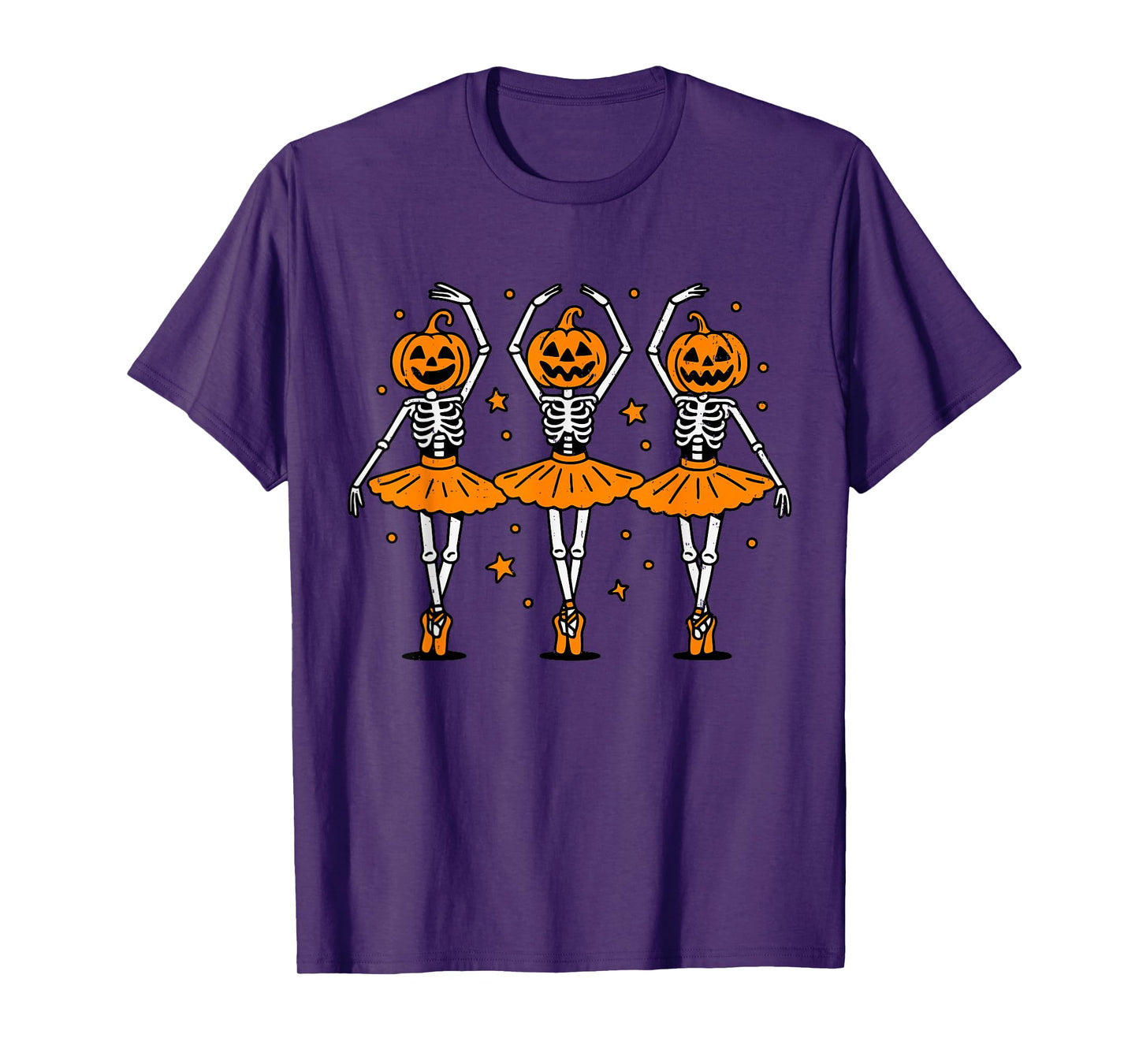 Cute Ballet Pumpkin Skeleton Halloween Costume Women Girl T-Shirt