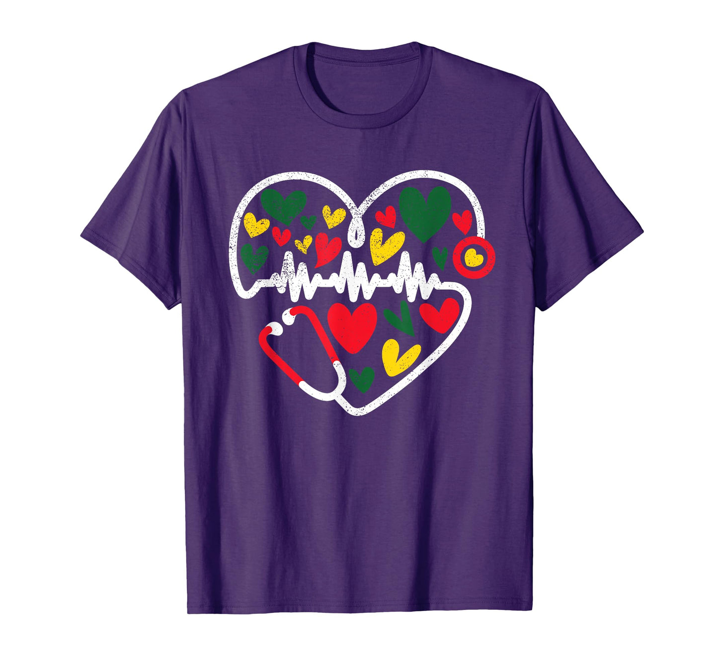 Nurse Juneteenth Outfit Women Stethoscope Heart Black Nurses T-Shirt