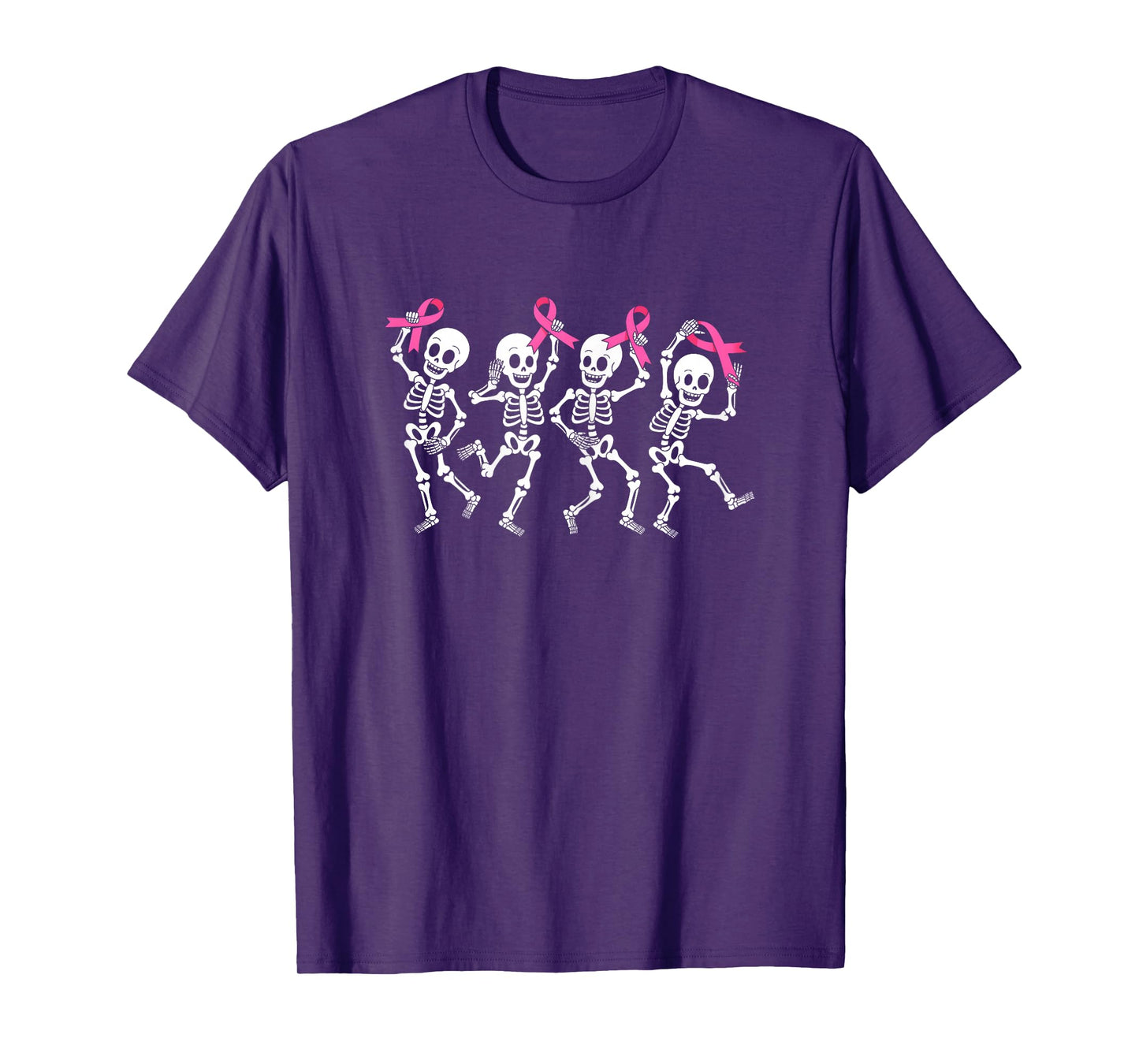 Pink Ribbon Breast Cancer Awareness Funny Skeleton Women T-Shirt