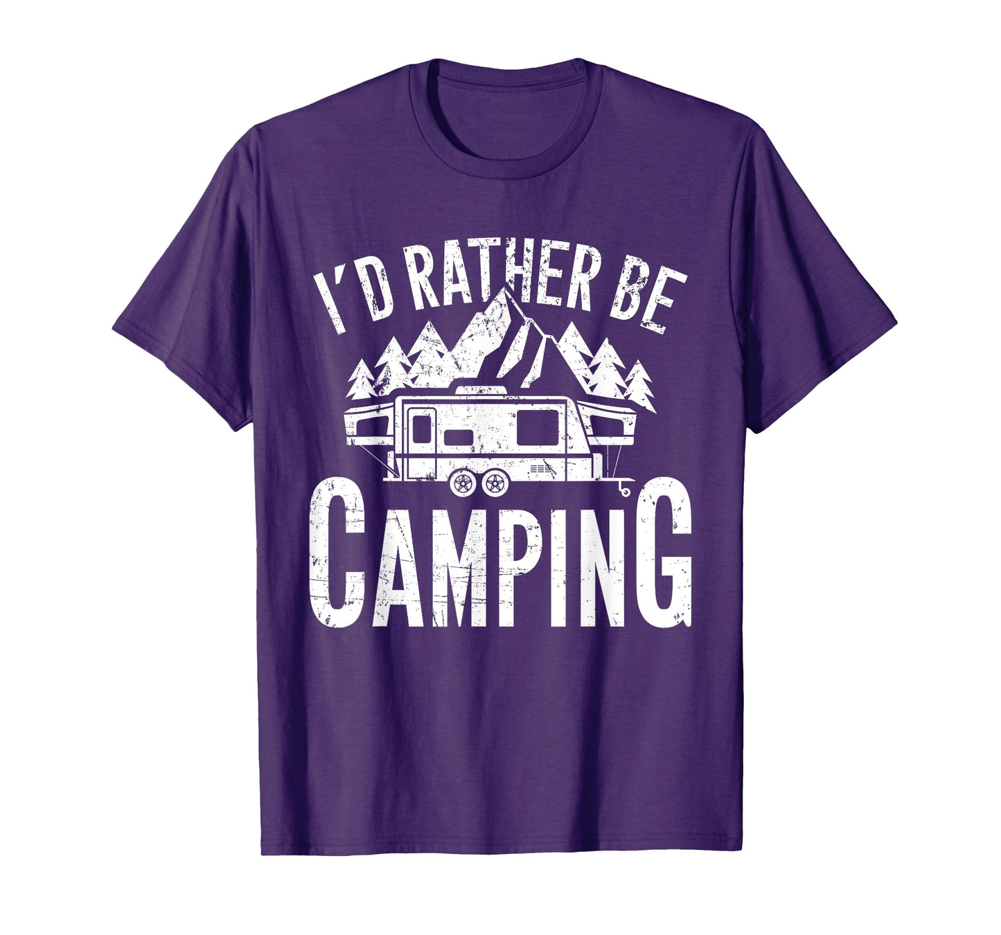 CM Camping T-Shirt I'd Rather Be Camping Unisex Adult Funny Camper Gift T-Shirt Black Short Sleeve Classic Fit Cotton, Polyester