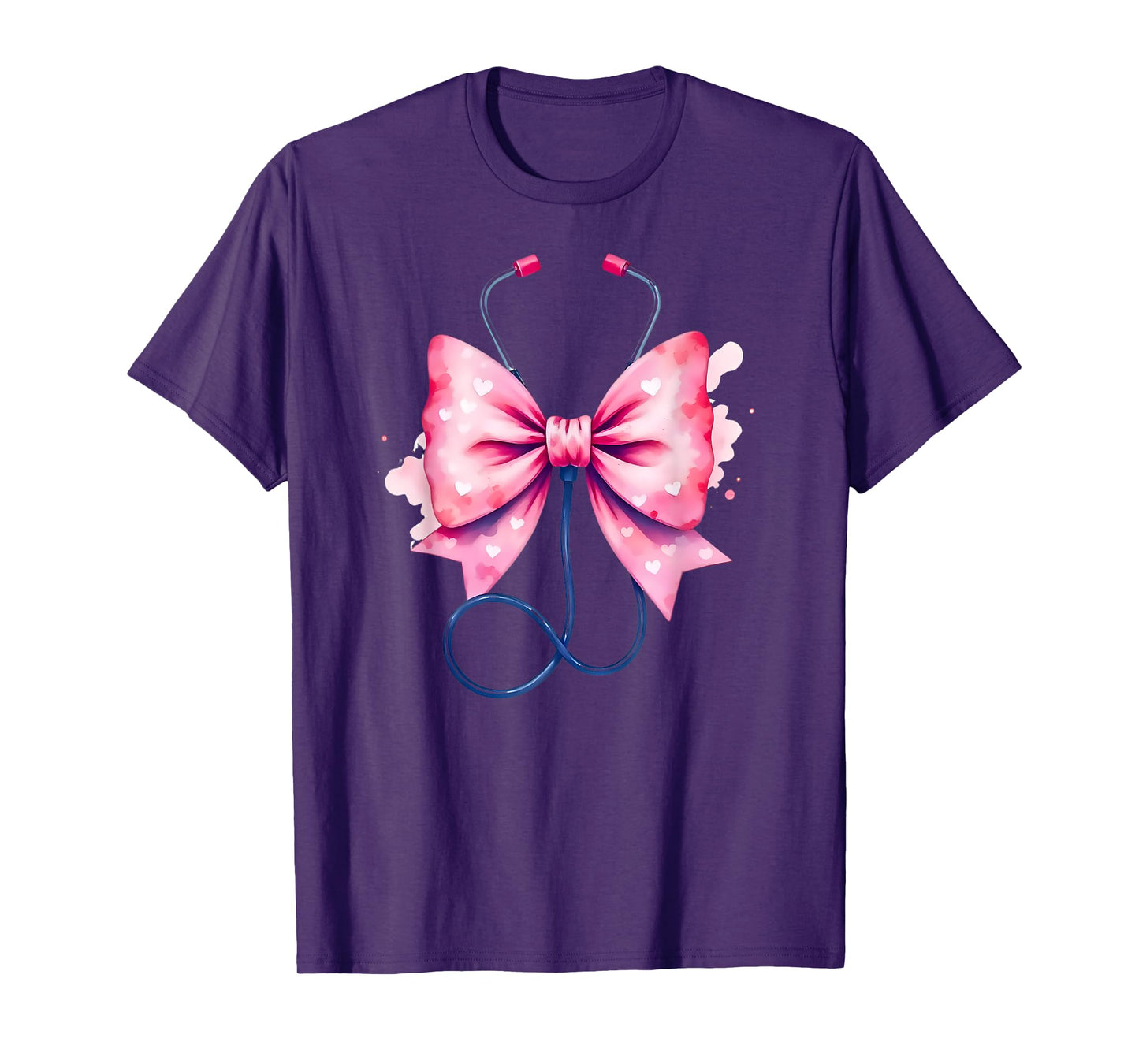 Pink Bow and Ribbon Cute Graphic For Girl Women Nurse T-Shirt