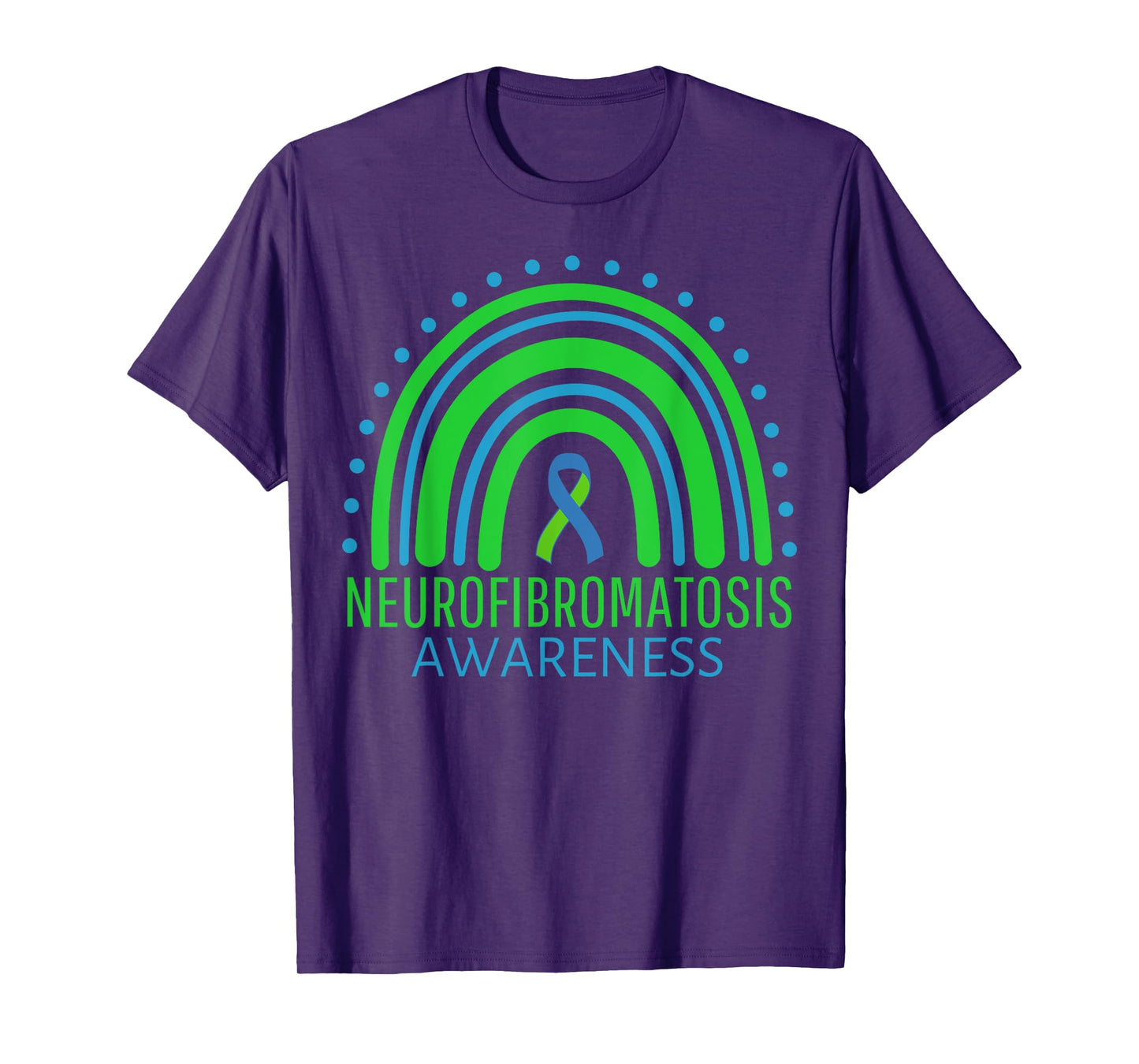Rainbow Blue And Green Neurofibromatosis Awareness Ribbon T-Shirt