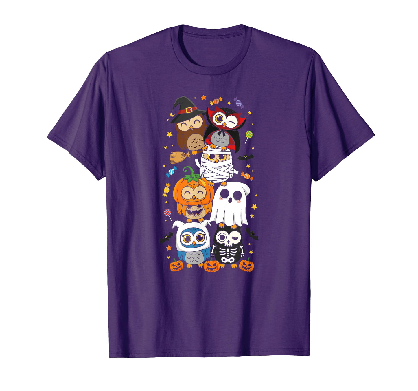 Funny Owl Witch Vampire Ghost Halloween Kids Mens Womens T-Shirt