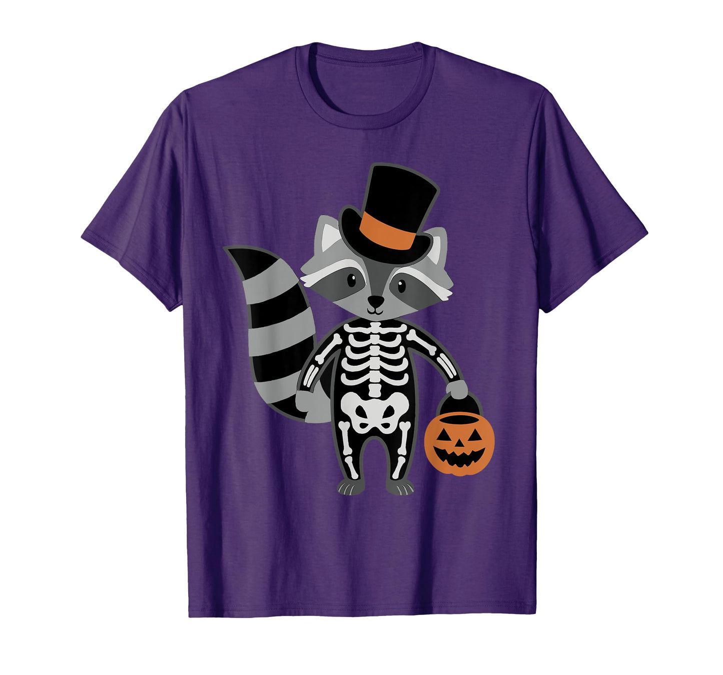 Cute Raccoon Skeleton Halloween with Top Hat & Pumpkin Candy T-Shirt
