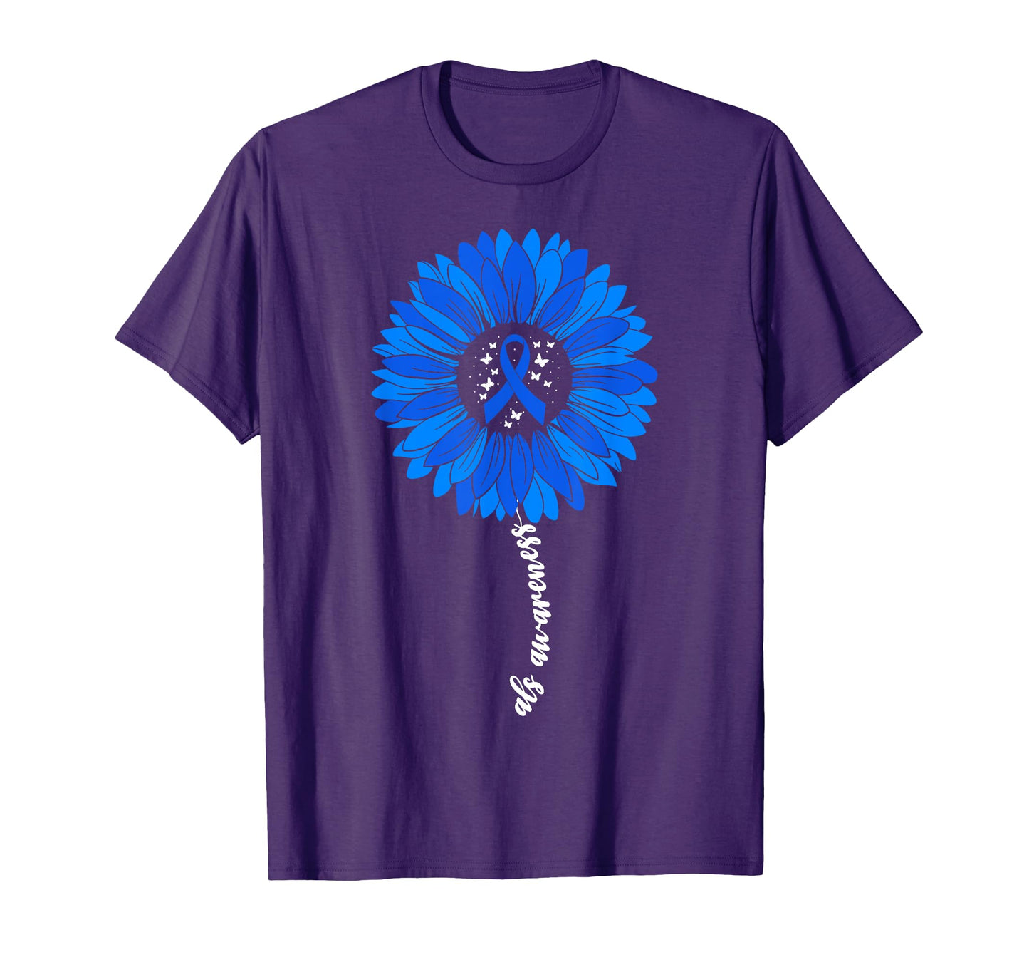 ALS Awareness Month Blue Women Support Ribbon ALS Awareness T-Shirt