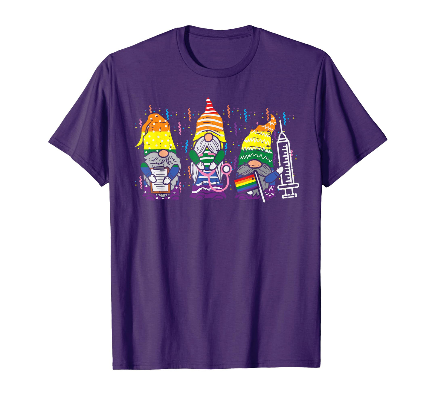 Rainbow Flag Gnome Nurse RN Scrub LGBT Pride Month Gay Ally T-Shirt