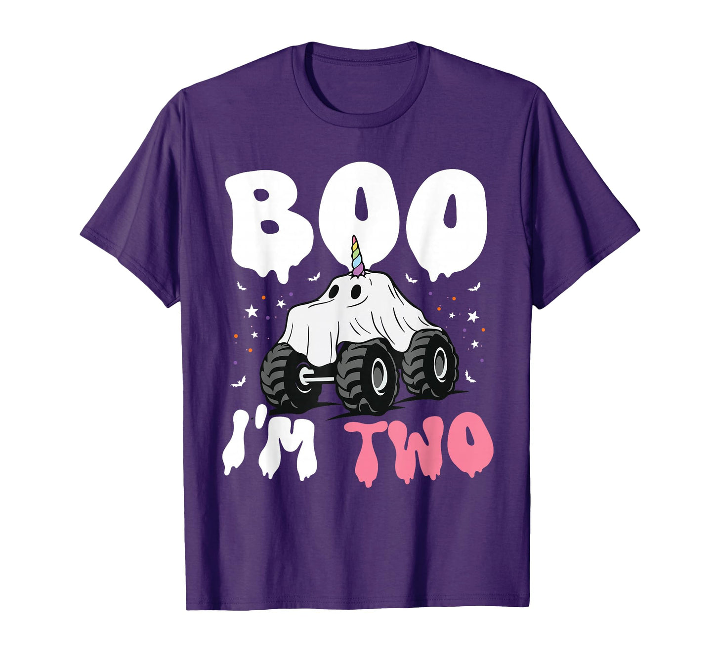 Funny Ghost Unicorn with Truck Boo I'm Two Birthday Ghoul T-Shirt