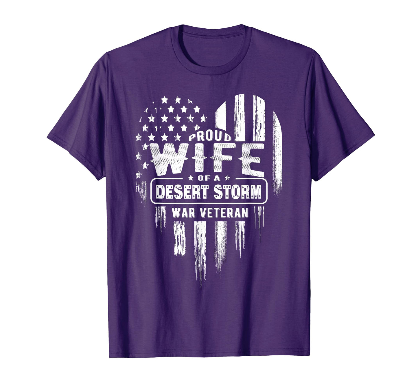 Proud Wife Desert Storm War Veteran American Flag Heart T-Shirt