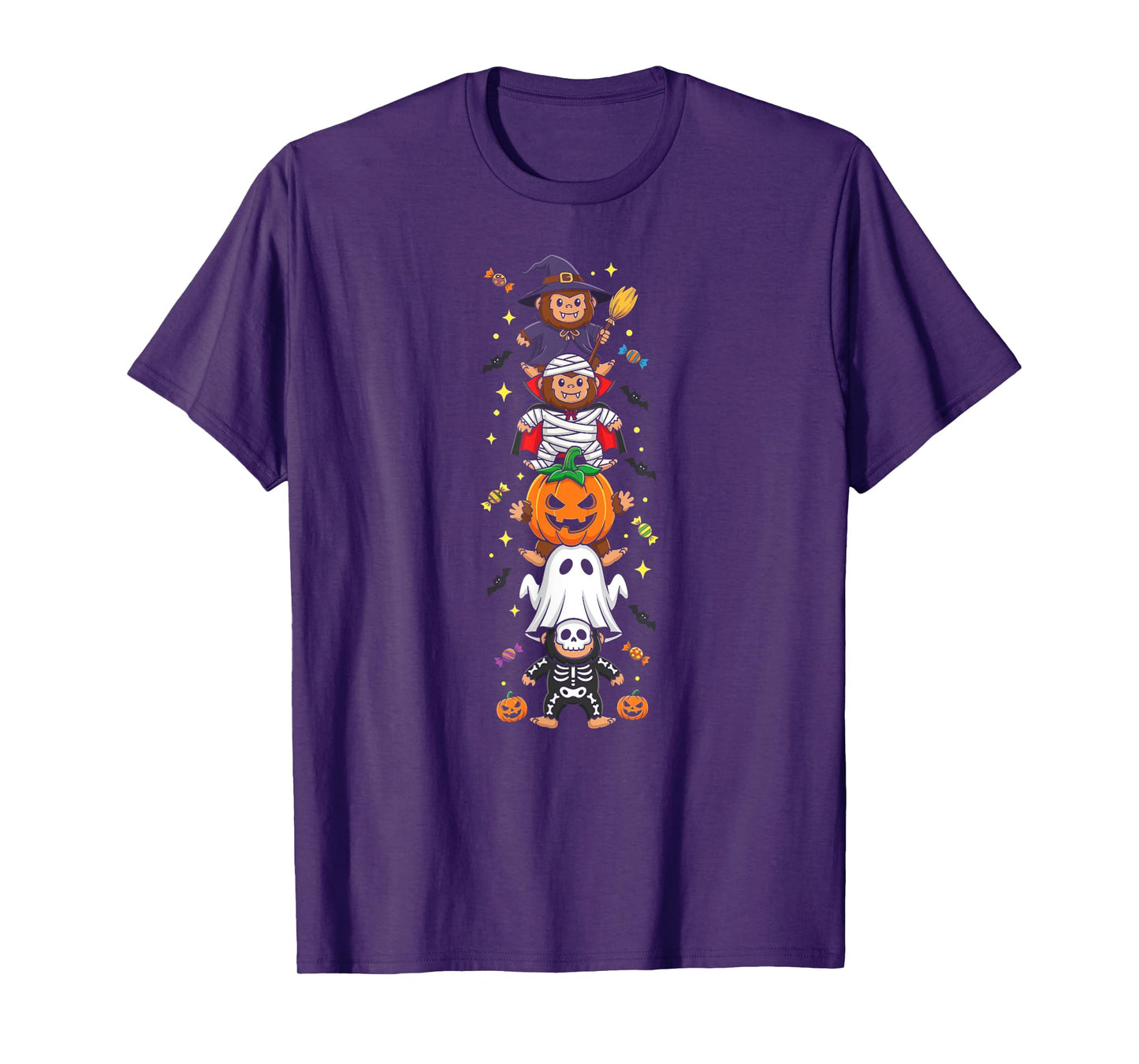 Funny Bigfoot Witch Vampire Ghost Halloween Kids Mens Womens T-Shirt