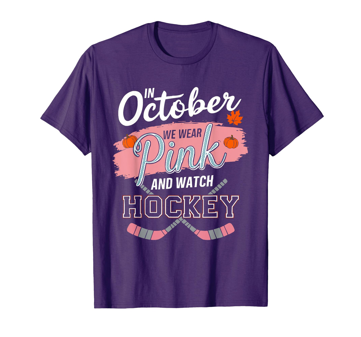 Ice Hockey Breast Cancer Awareness Month Pink Ribbon T-Shirt