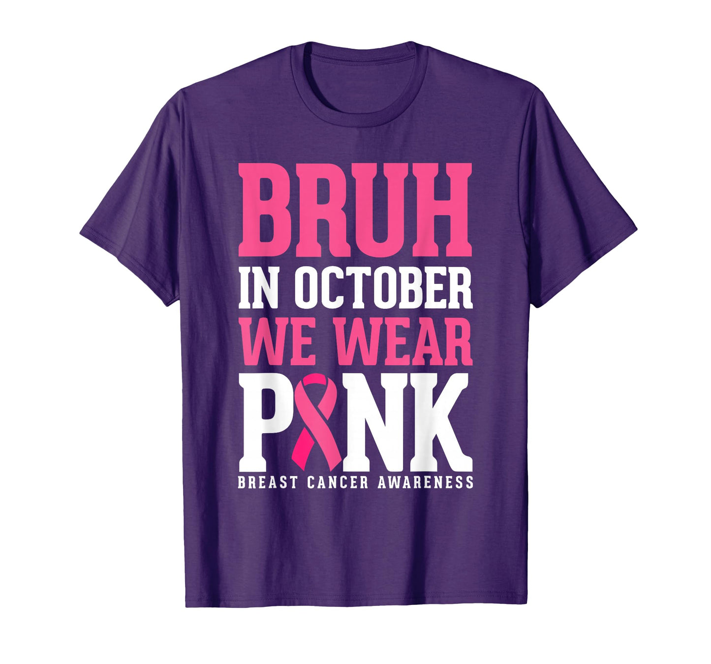 Bruh In October Wear Pink Breast Cancer Awareness Kids Boys T-Shirt