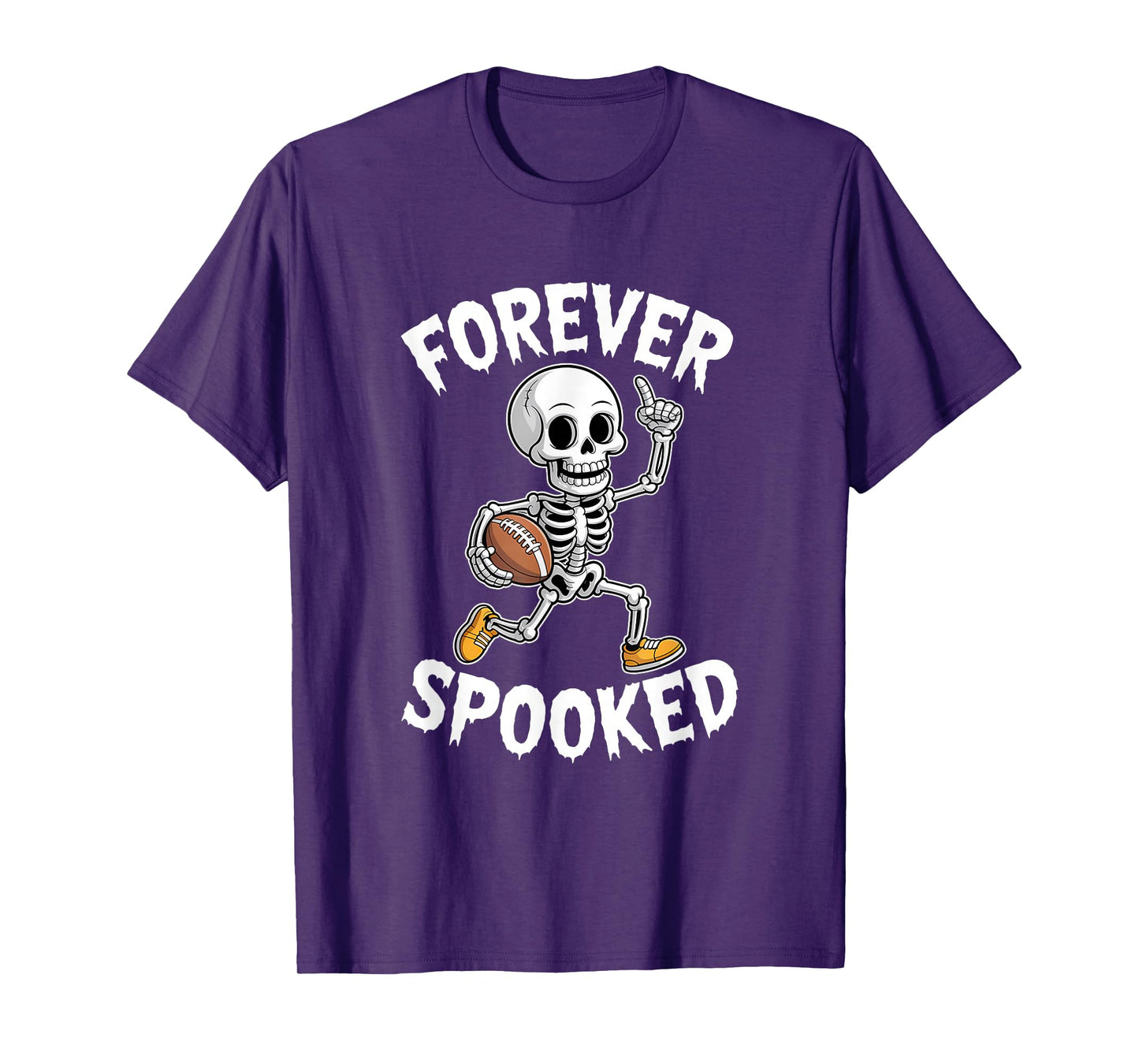 Halloween Skeleton Football Forever Spooked Tee T-Shirt