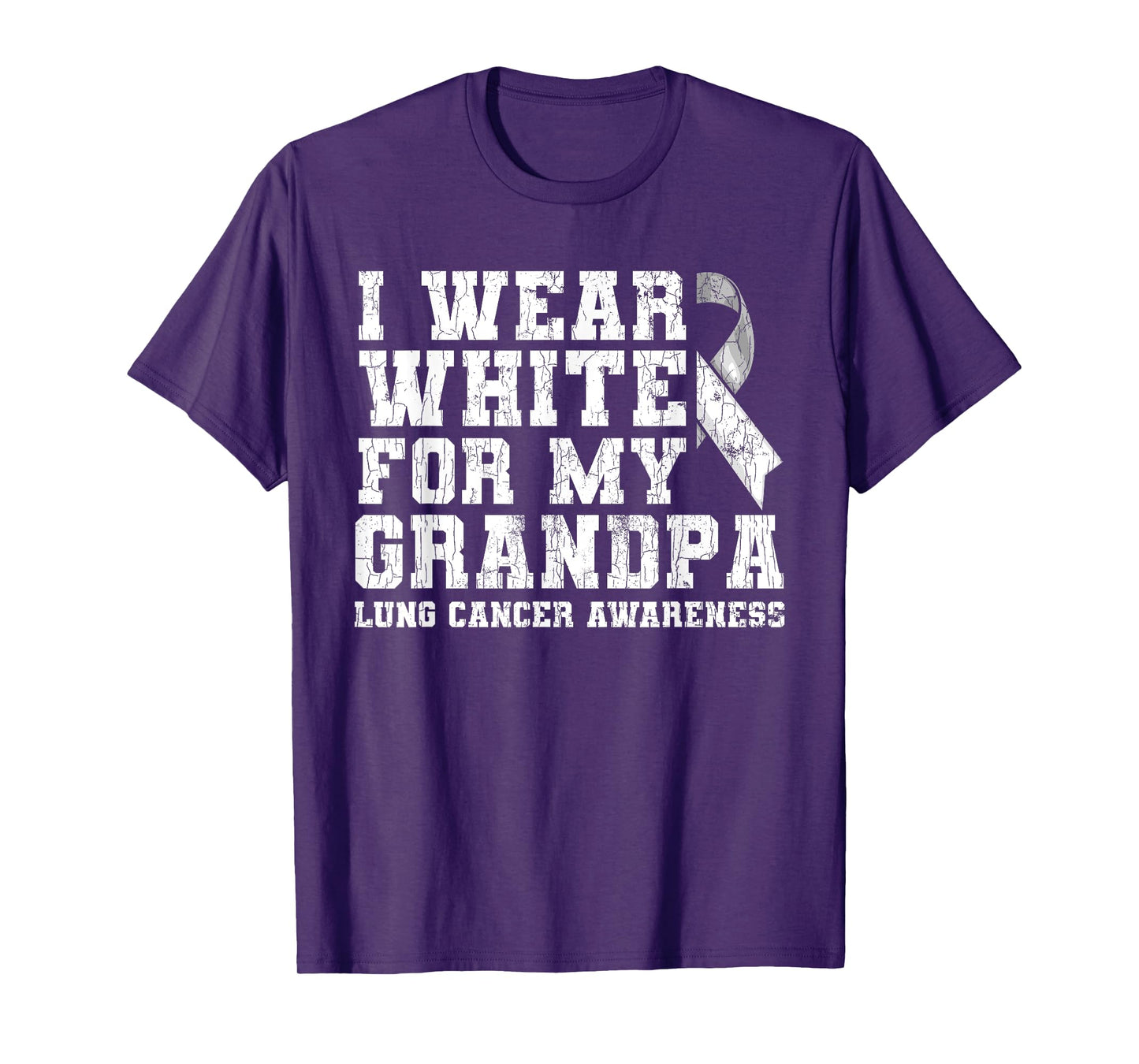 Lung Cancer Awareness White Ribbon Grandpa Gift T-Shirt