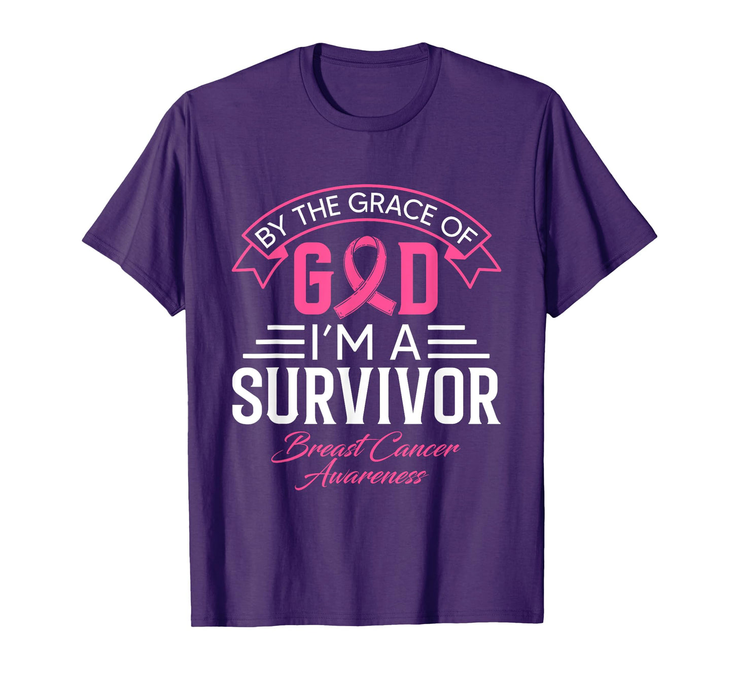 By The Grace God Pink Ribbon Support Beast Cancer Survivor T-Shirt