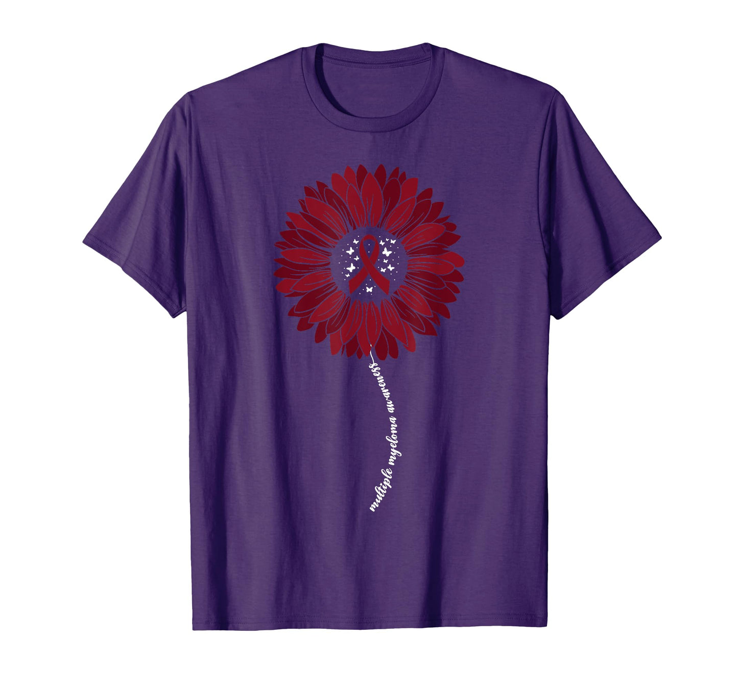 Multiple Myeloma Awareness For Women Burgundy Cancer Ribbon T-Shirt