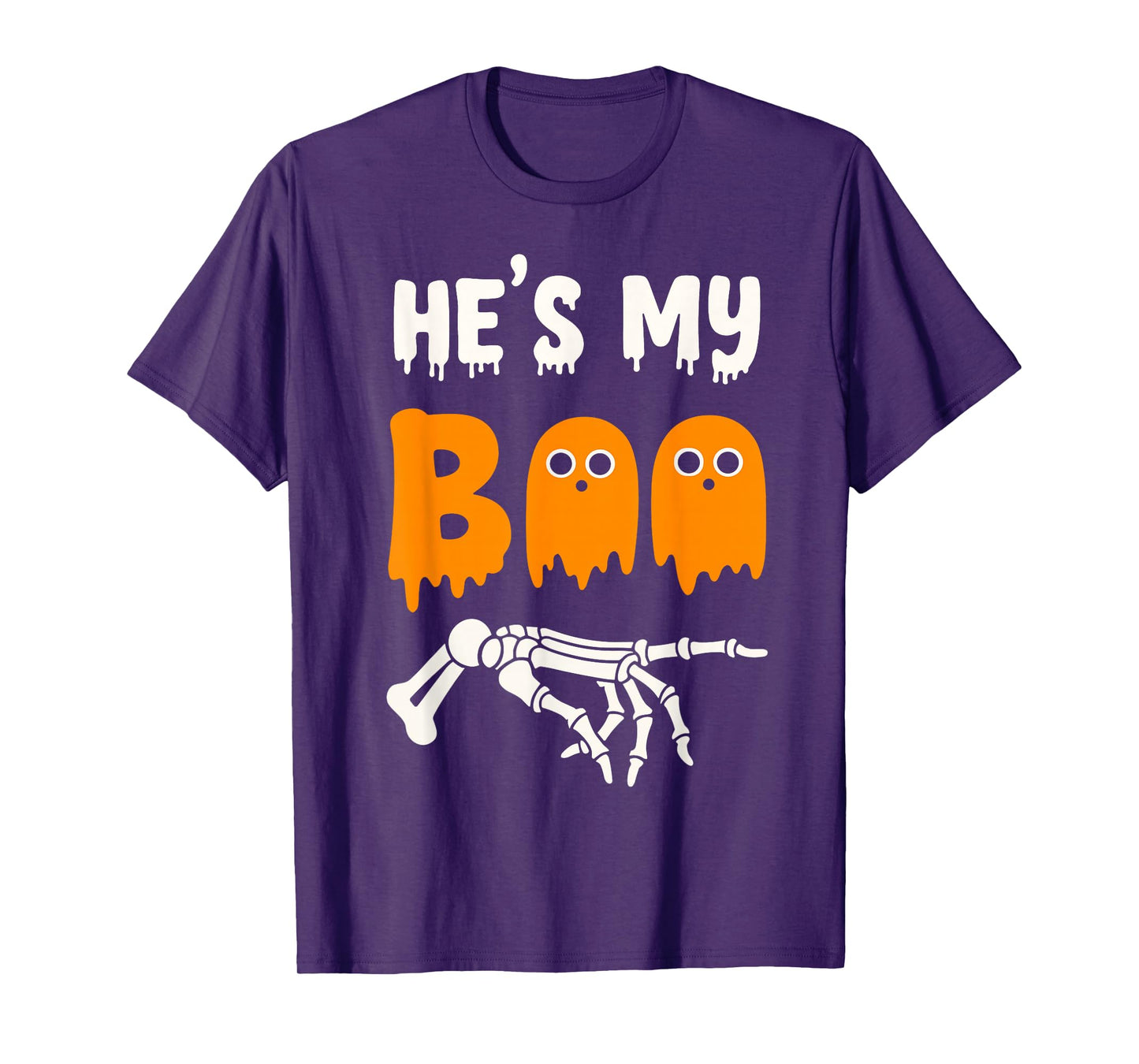 He's My Boo Cute Matching Halloween Costume Skeleton Couples T-Shirt