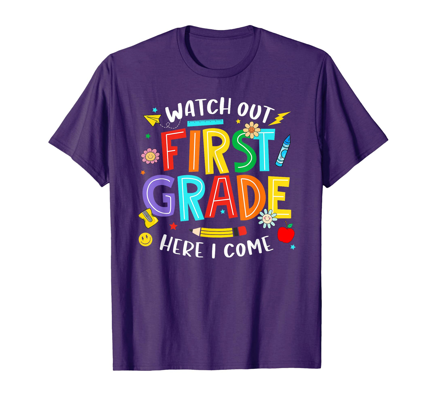 Watch Out First Grade Here I Come 1st Grade Back To School T-Shirt