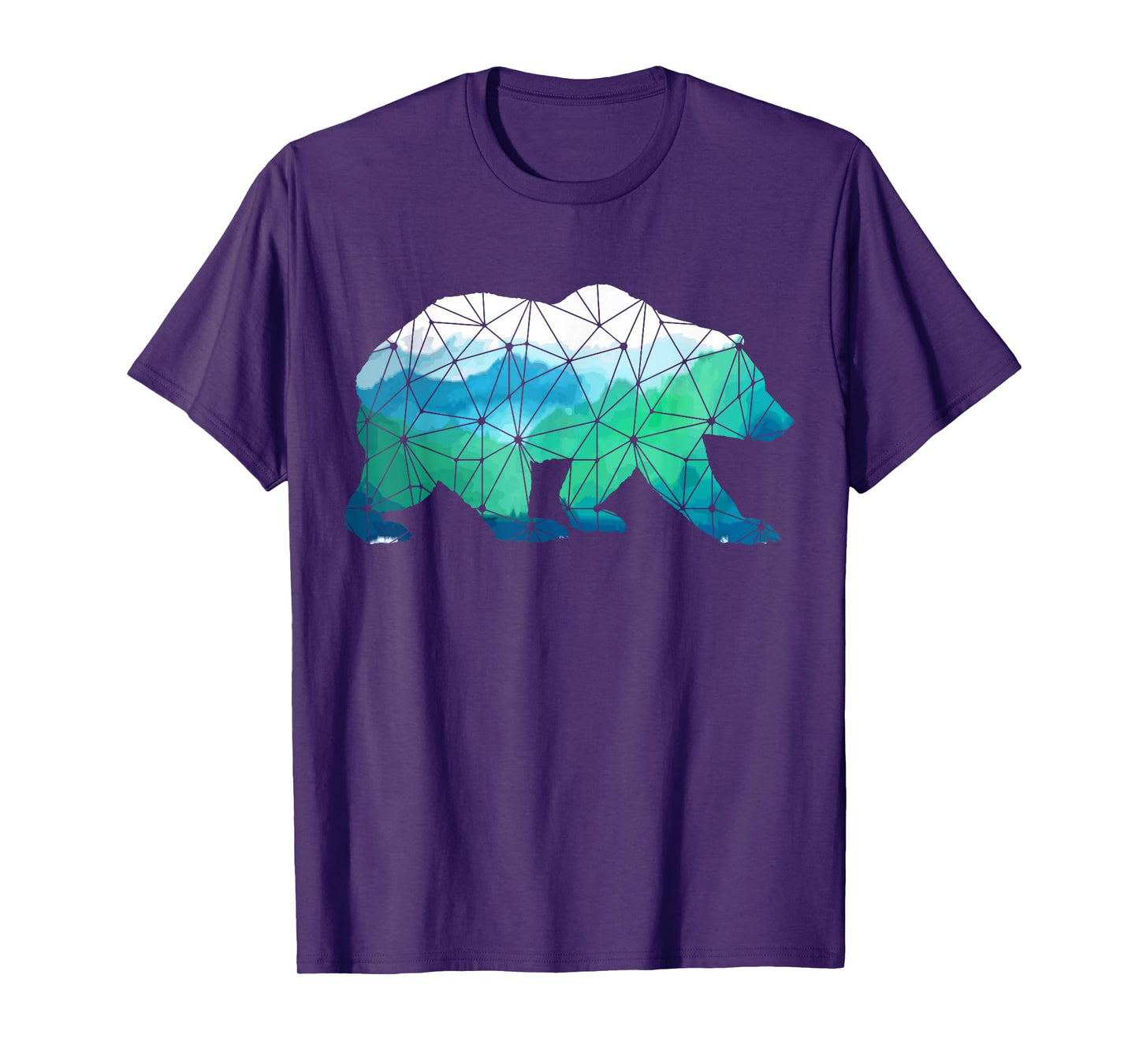 Bear Low Poly Mountains Grizzly Hiking Camping Camper Gift T-Shirt