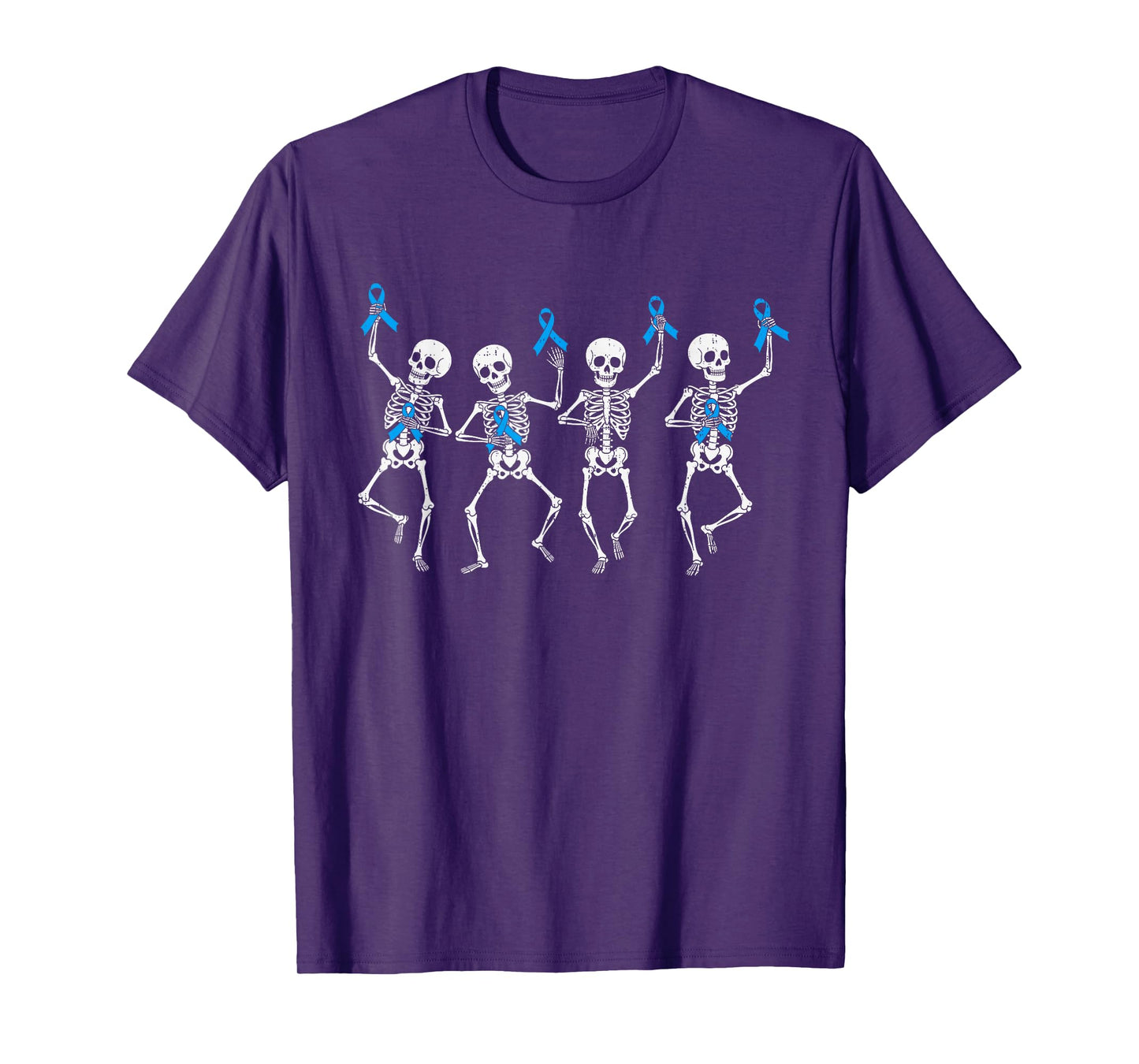 Prostate Cancer Awareness Skeleton Ribbon Blue Support T-Shirt