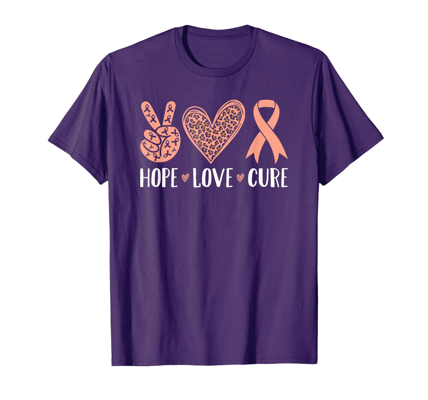 Endometrial Cancer Peach Ribbon Uterine T-Shirt