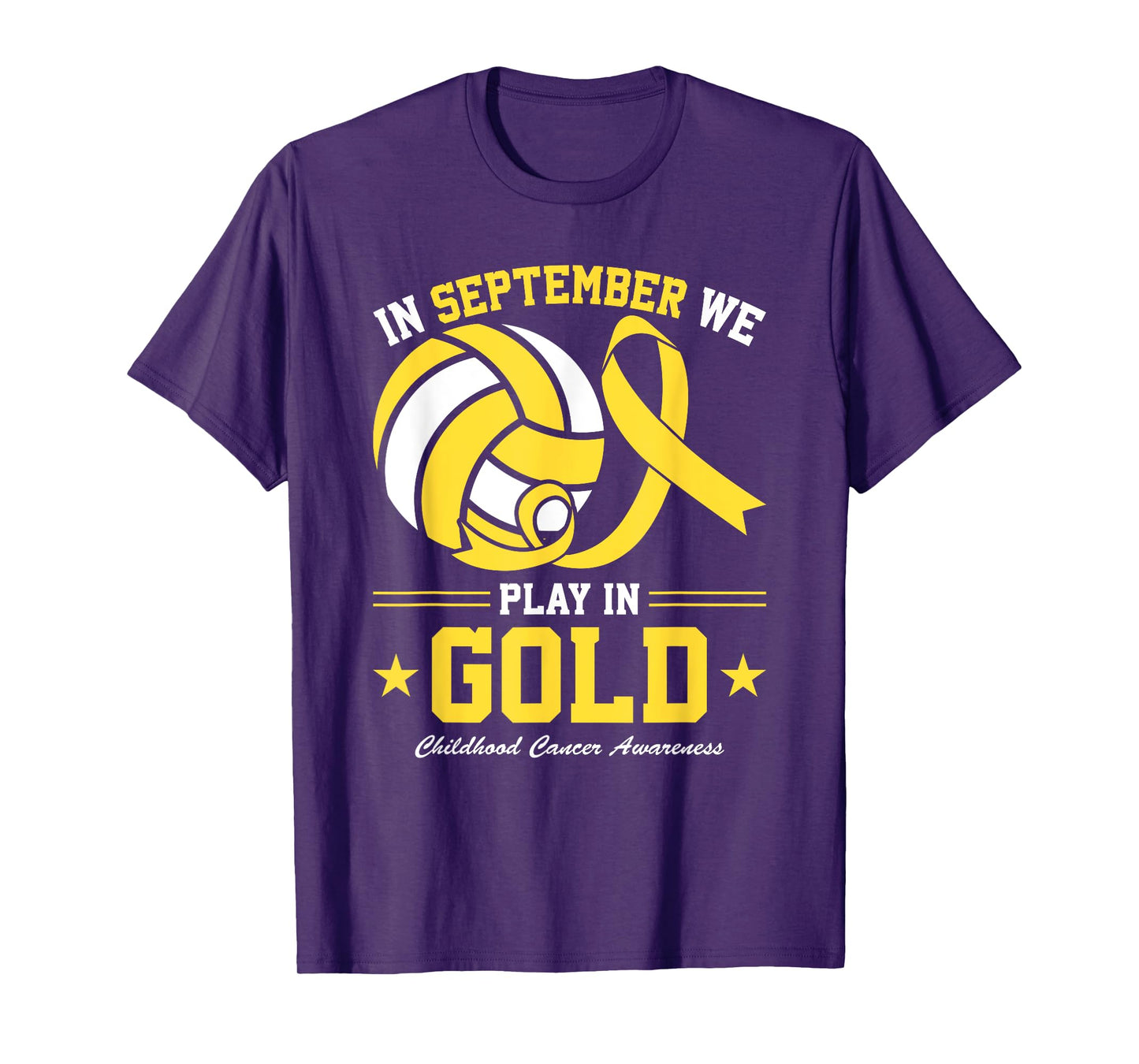 Volleyball Play In Gold Childhood Cancer Awareness T-Shirt