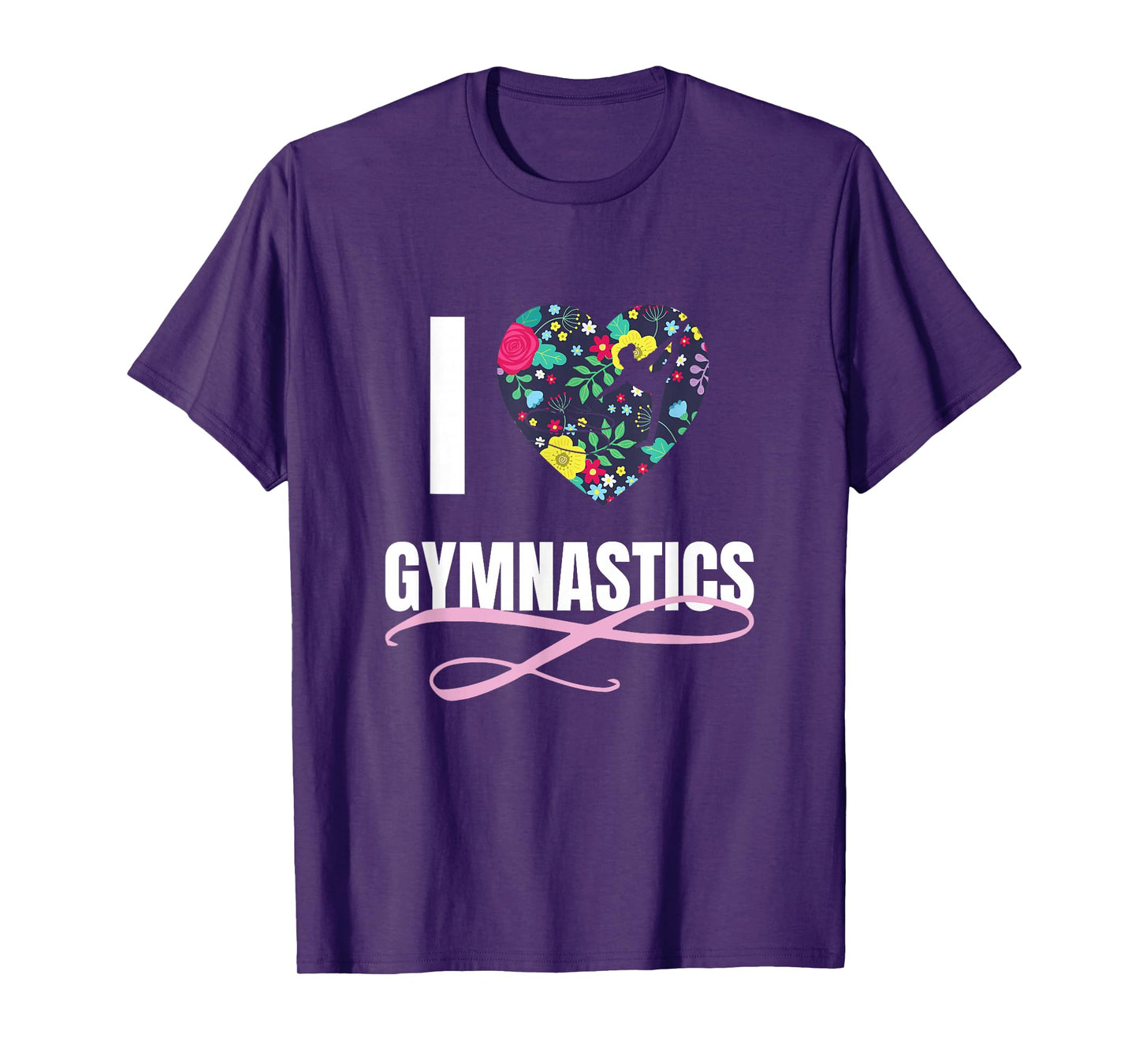 I Love Gymnastics Flower Heart Shape Girls Gift T-Shirt