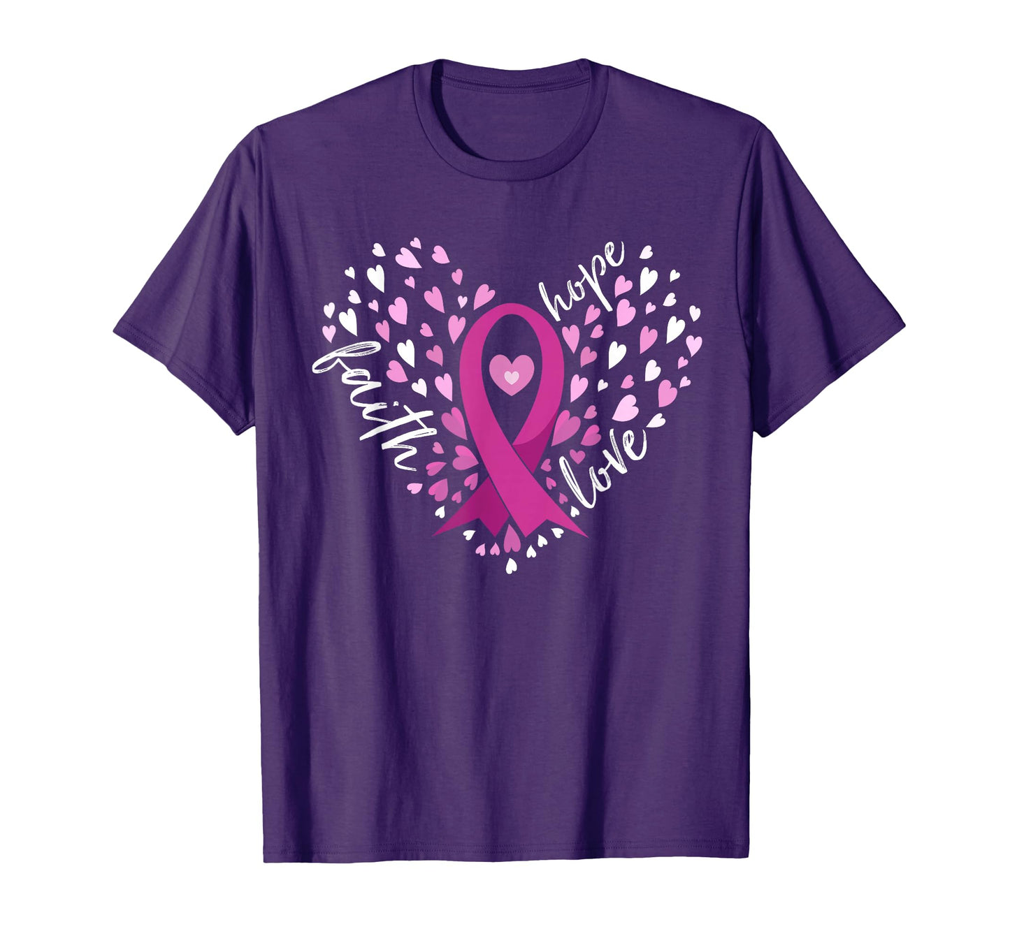 Faith Hope Love Breast Cancer Awareness Pink Ribbon Warrior T-Shirt