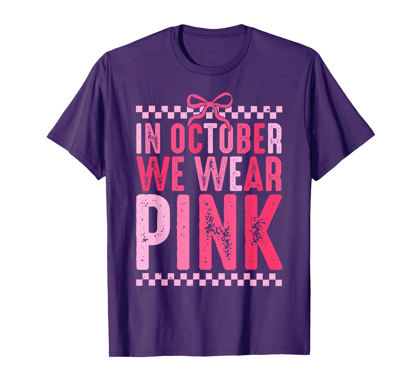 In October We Wear Pink Coquette Bow Breast Cancer Awareness T-Shirt