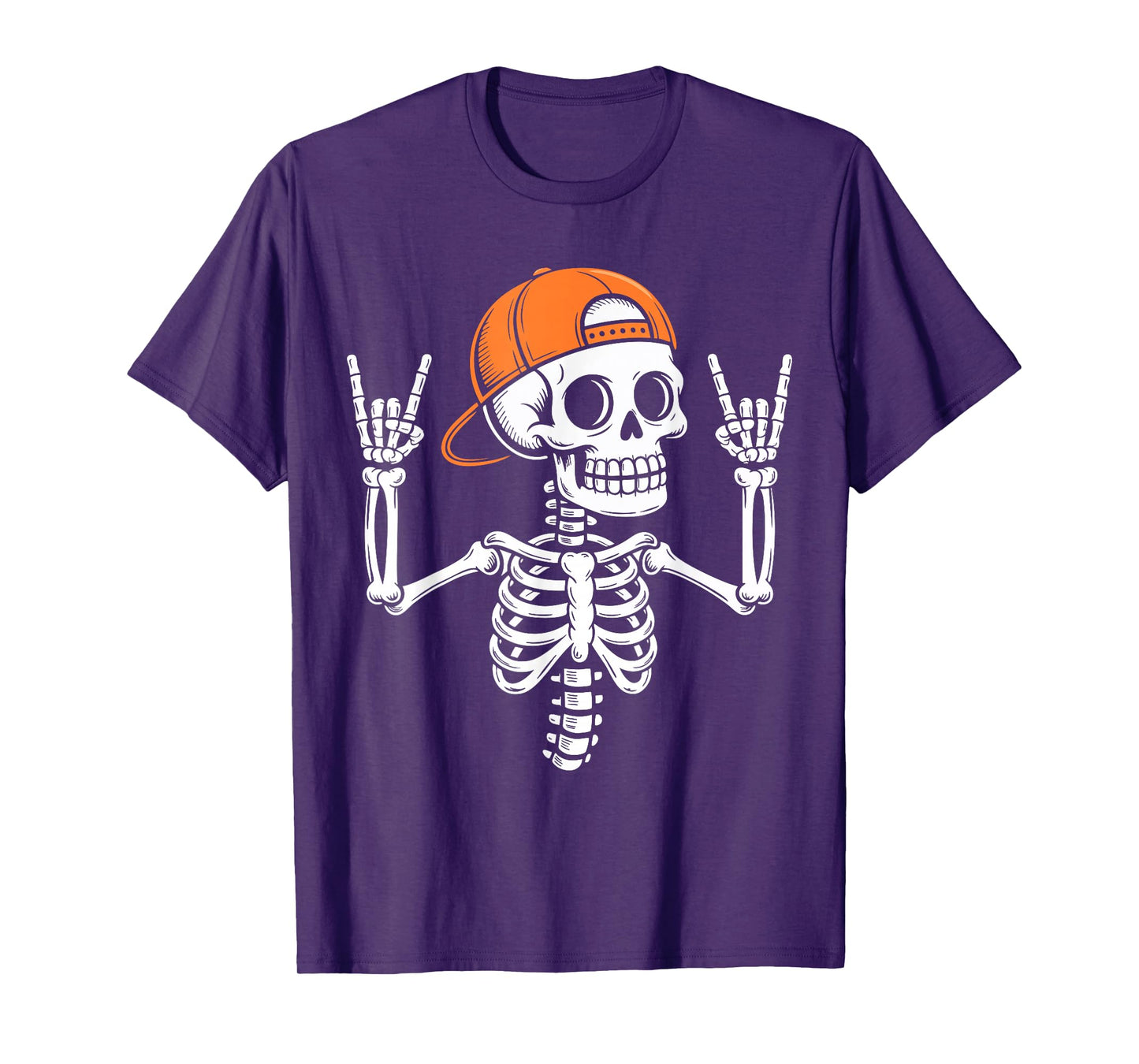 Skeleton Rocker Shirt Cap Punk Skater Men Boy Kids Halloween T-Shirt