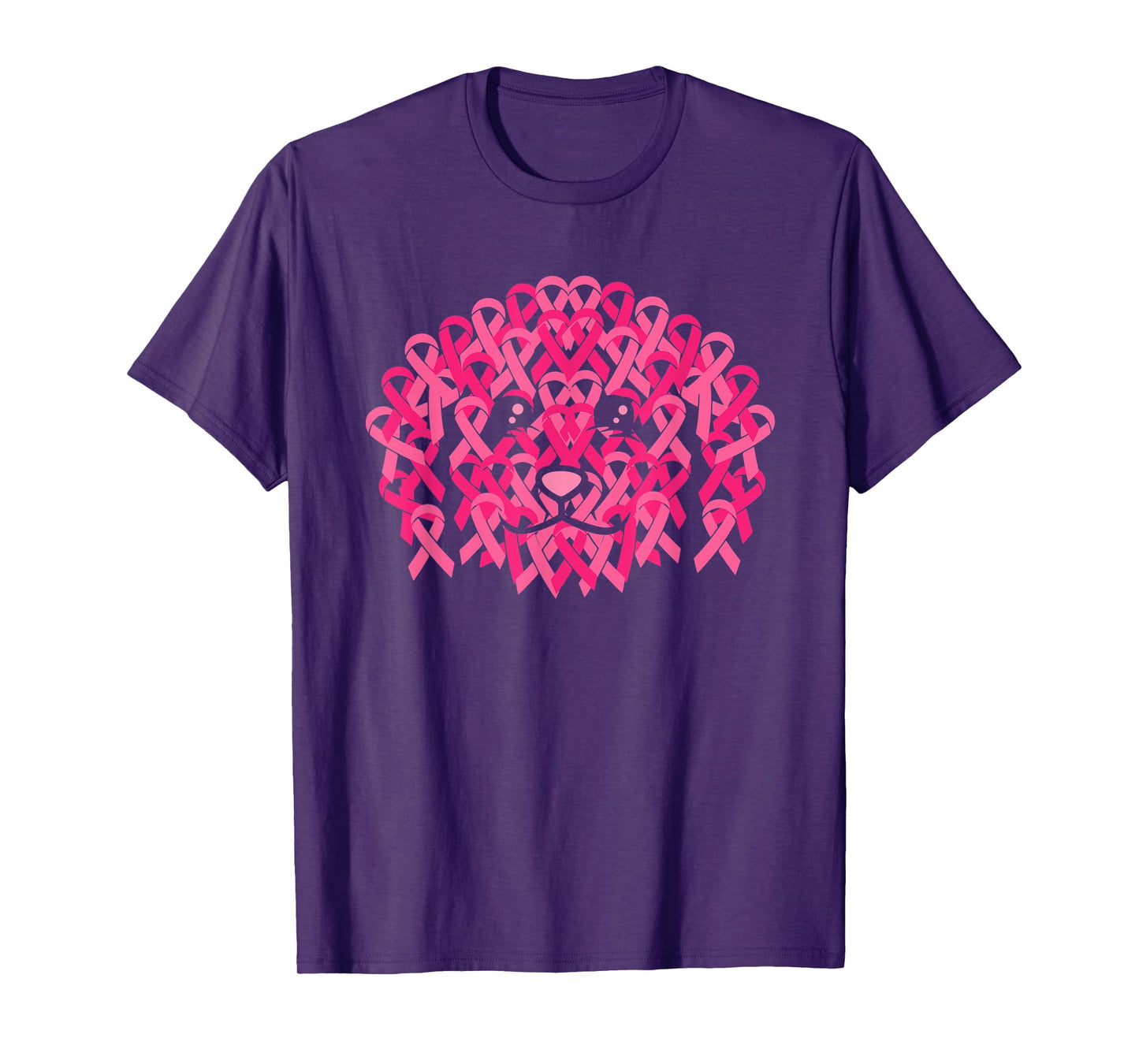 Pink Ribbon Dog Face Inspirational Breast Cancer Awareness T-Shirt