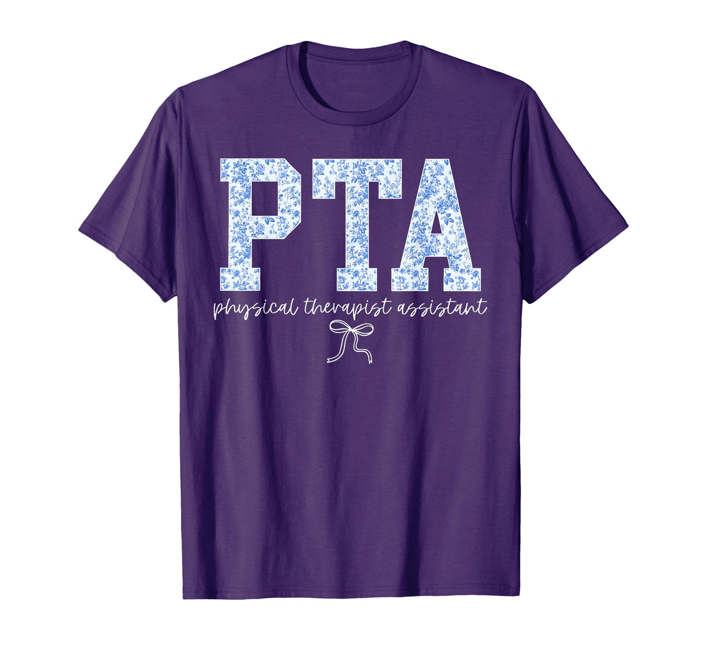 Retro PTA Physical Therapist Assistant Blue Floral Women T-Shirt