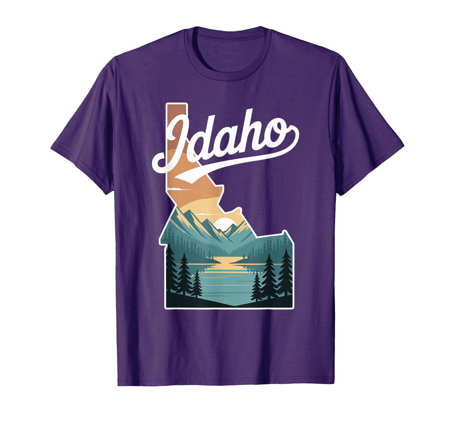 Idaho Sunset Mountains Forest Nature Retro T-Shirt