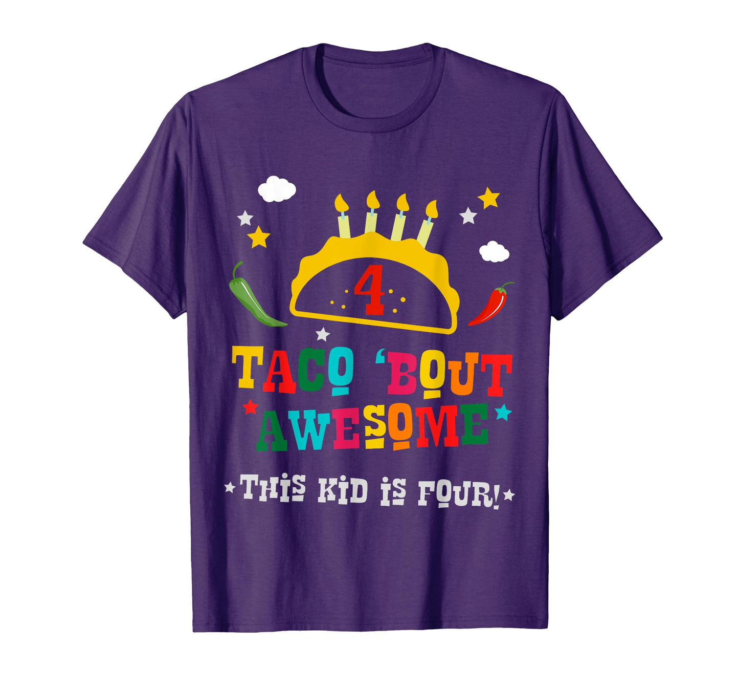 4th Birthday Taco Bout Awesome Boys Age 4 Four Party Gift T-Shirt