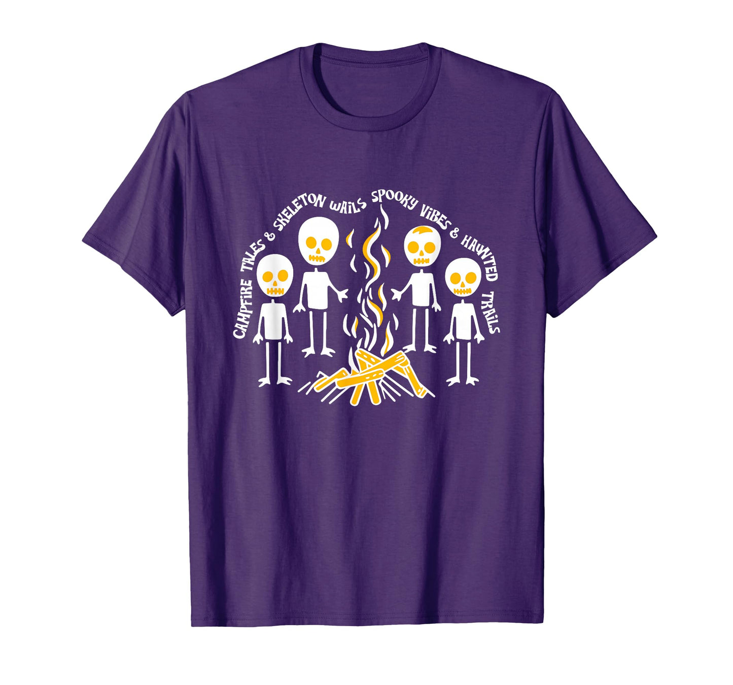 Skeleton Campfire Halloween Spooky Camping Crew Skeleton T-Shirt