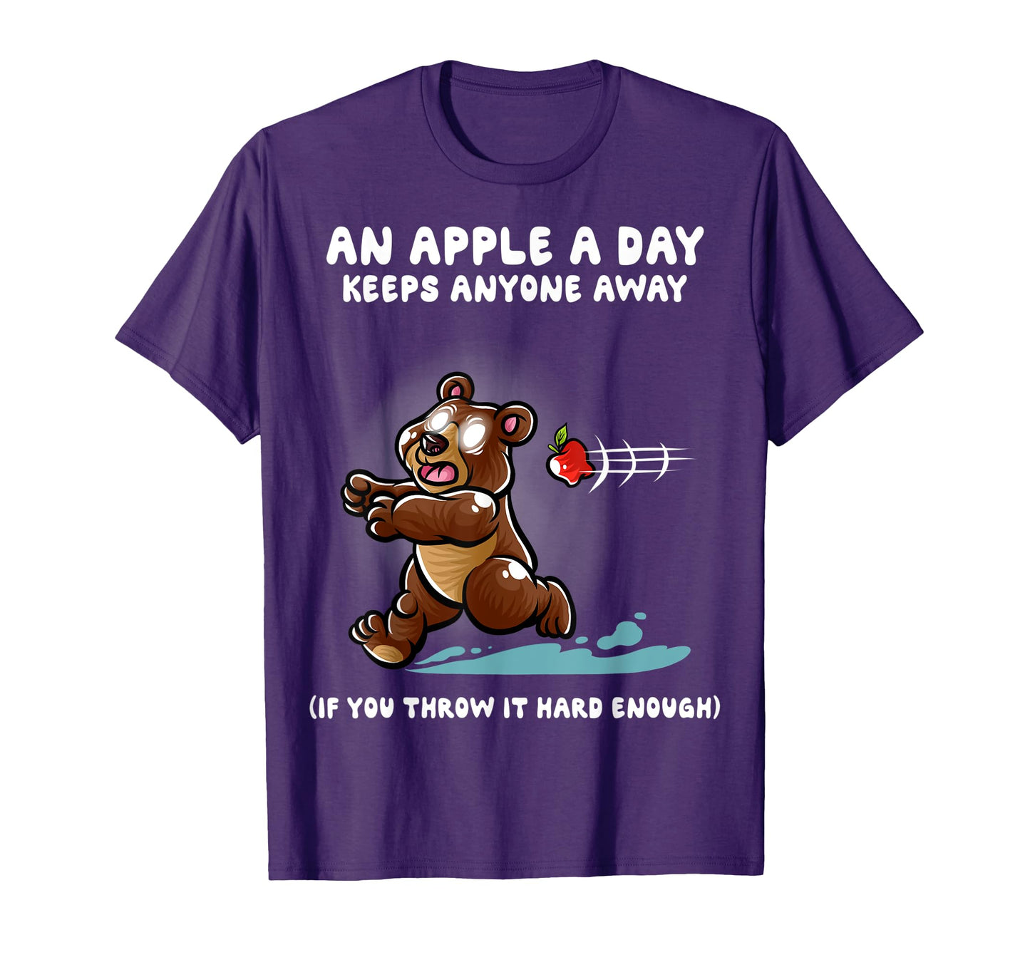 An Apple A Day Keeps Anyone Away Nerd Grizzly Bear Funny T-Shirt