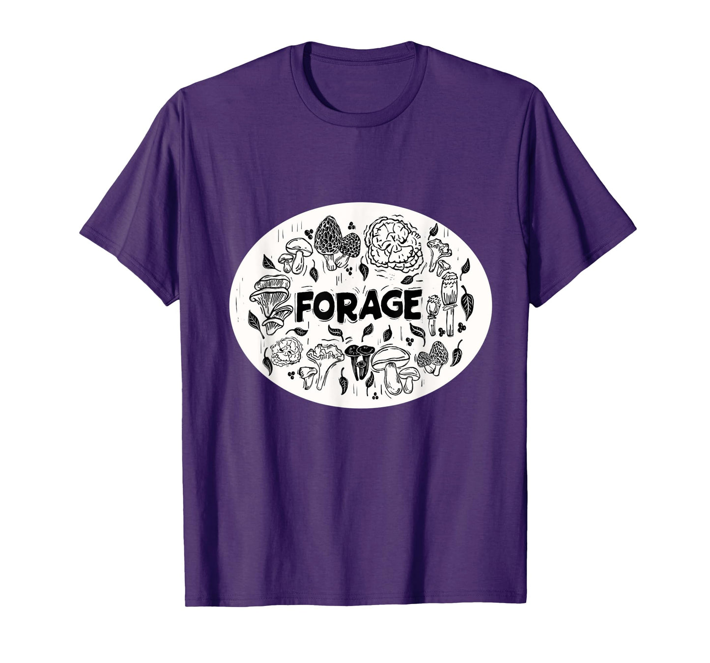 FORAGE ~ Mushroom Foraging ~ Chanterelle Morel ~ Linocut T-Shirt