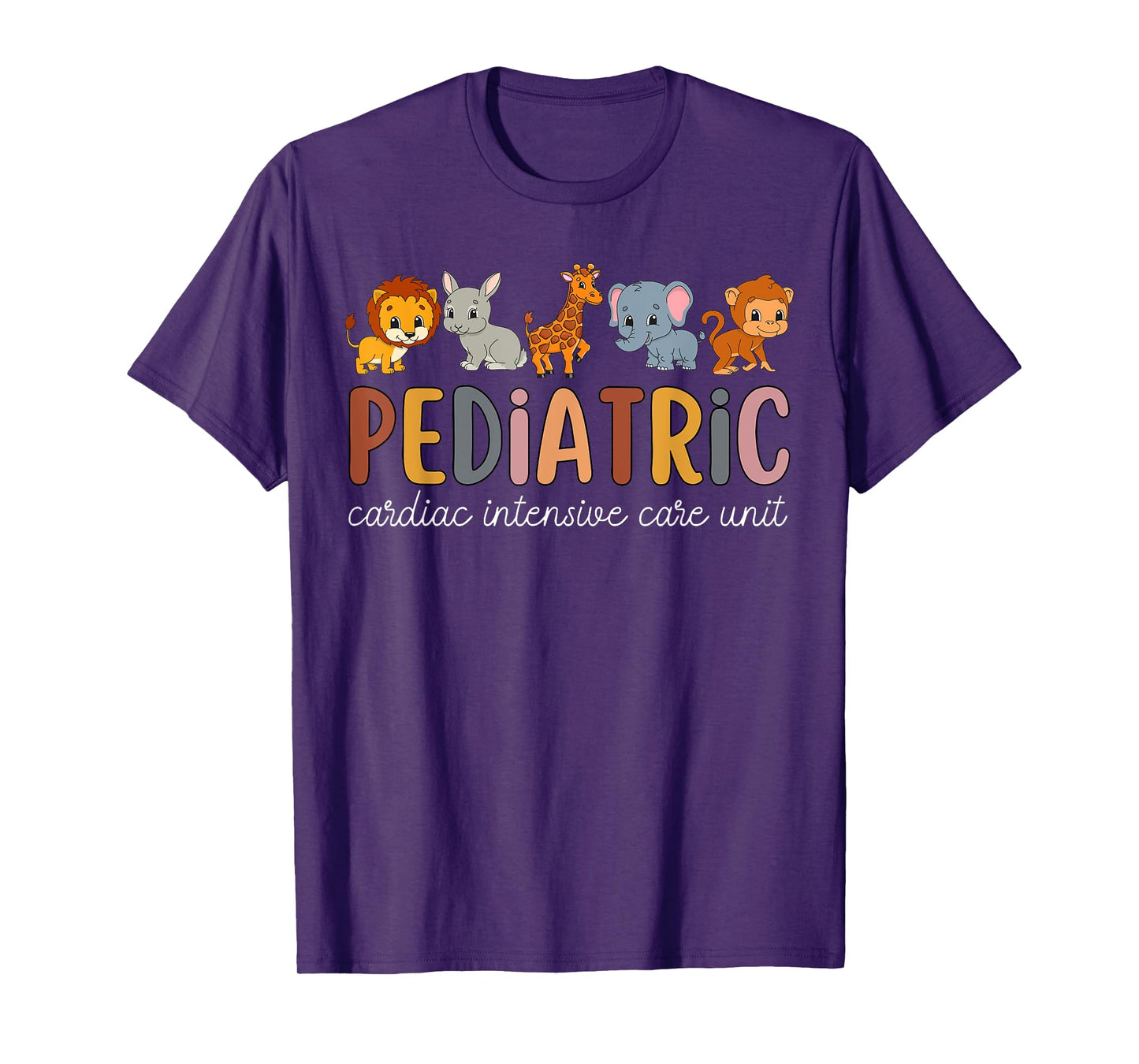 Pediatric Cardiac ICU Nurse Safari Animals PEDS CVICU Nurse T-Shirt