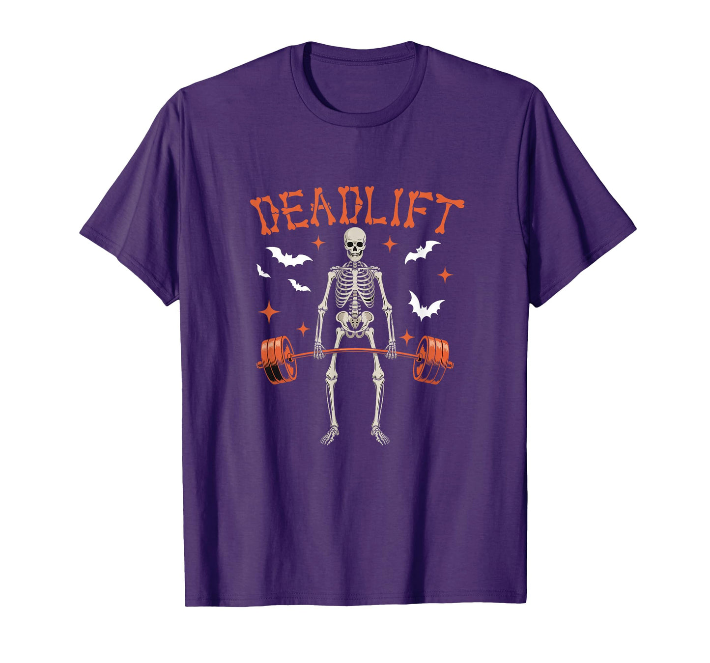 Deadlift Halloween Bats Skeleton Weightlifting Workout Gym T-Shirt