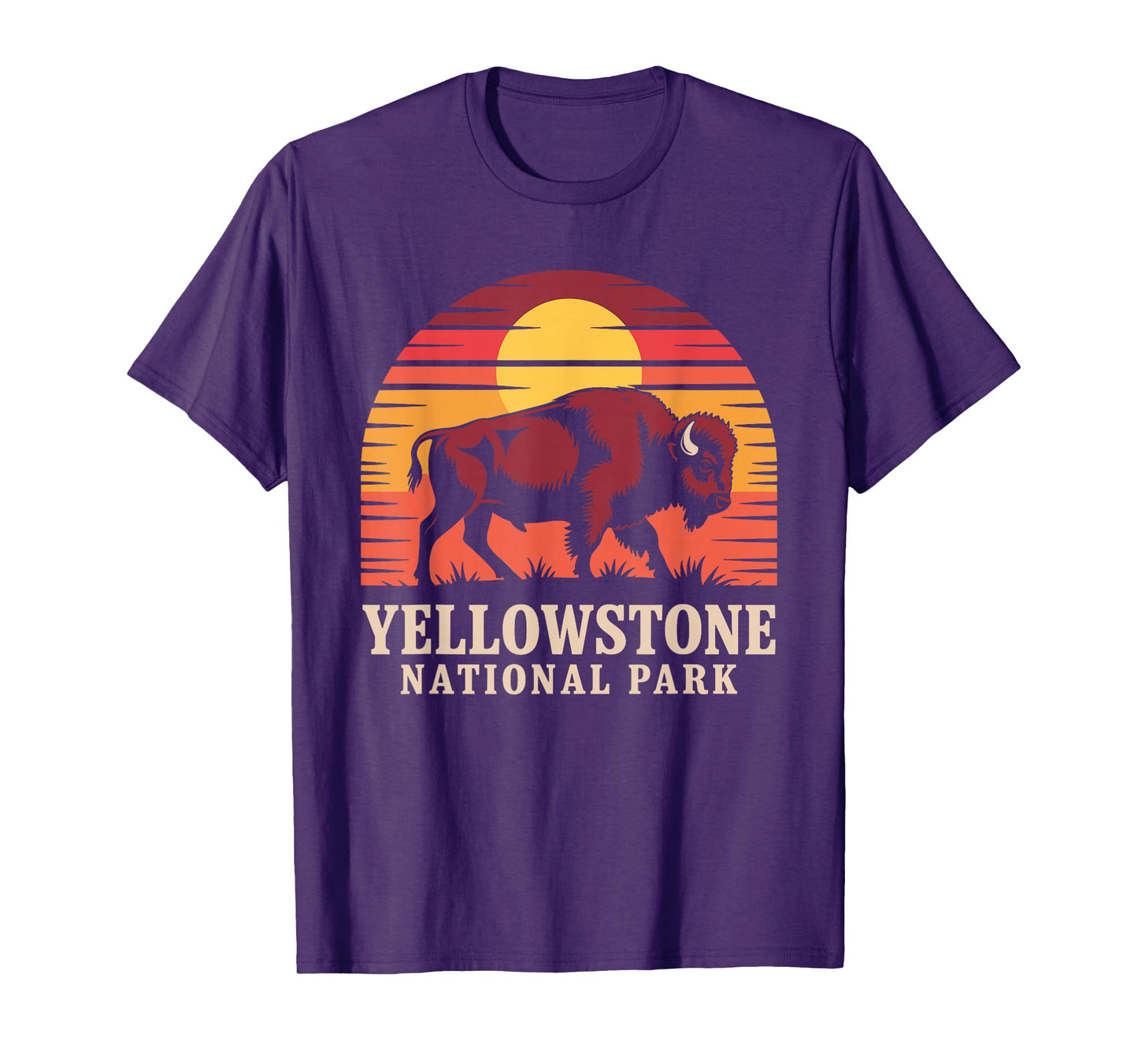 Yellowstone National Park Wyoming Buffalo Bison Sunset T-Shirt