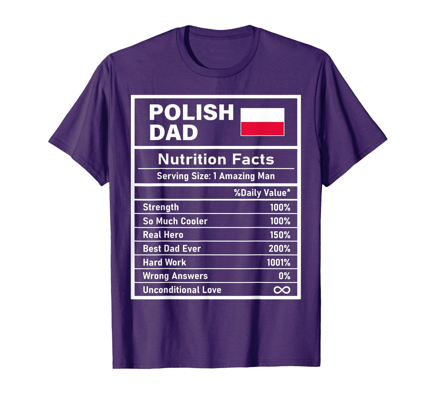 Mens Polish Dad Nutrition Facts Father's Day National Heritage T-Shirt