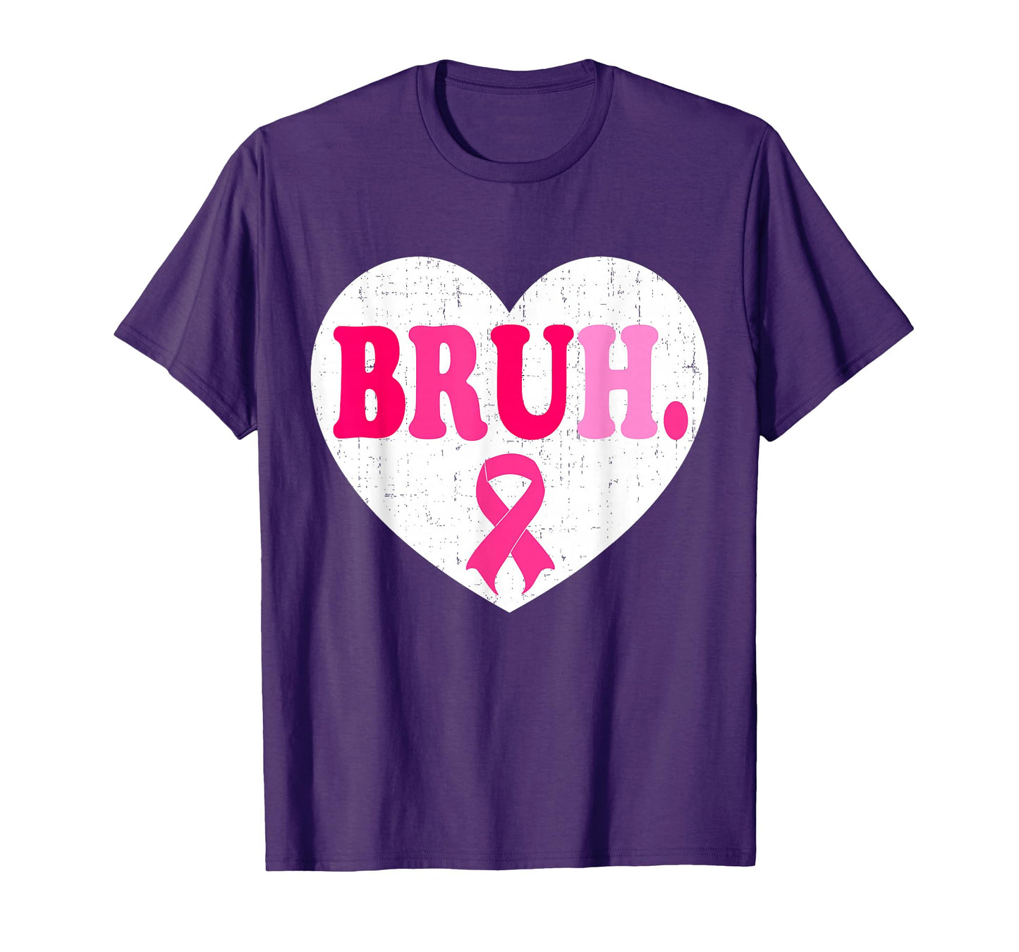 Pink Ribbon Heart Bruh Support Squad Breast Cancer Awareness T-Shirt