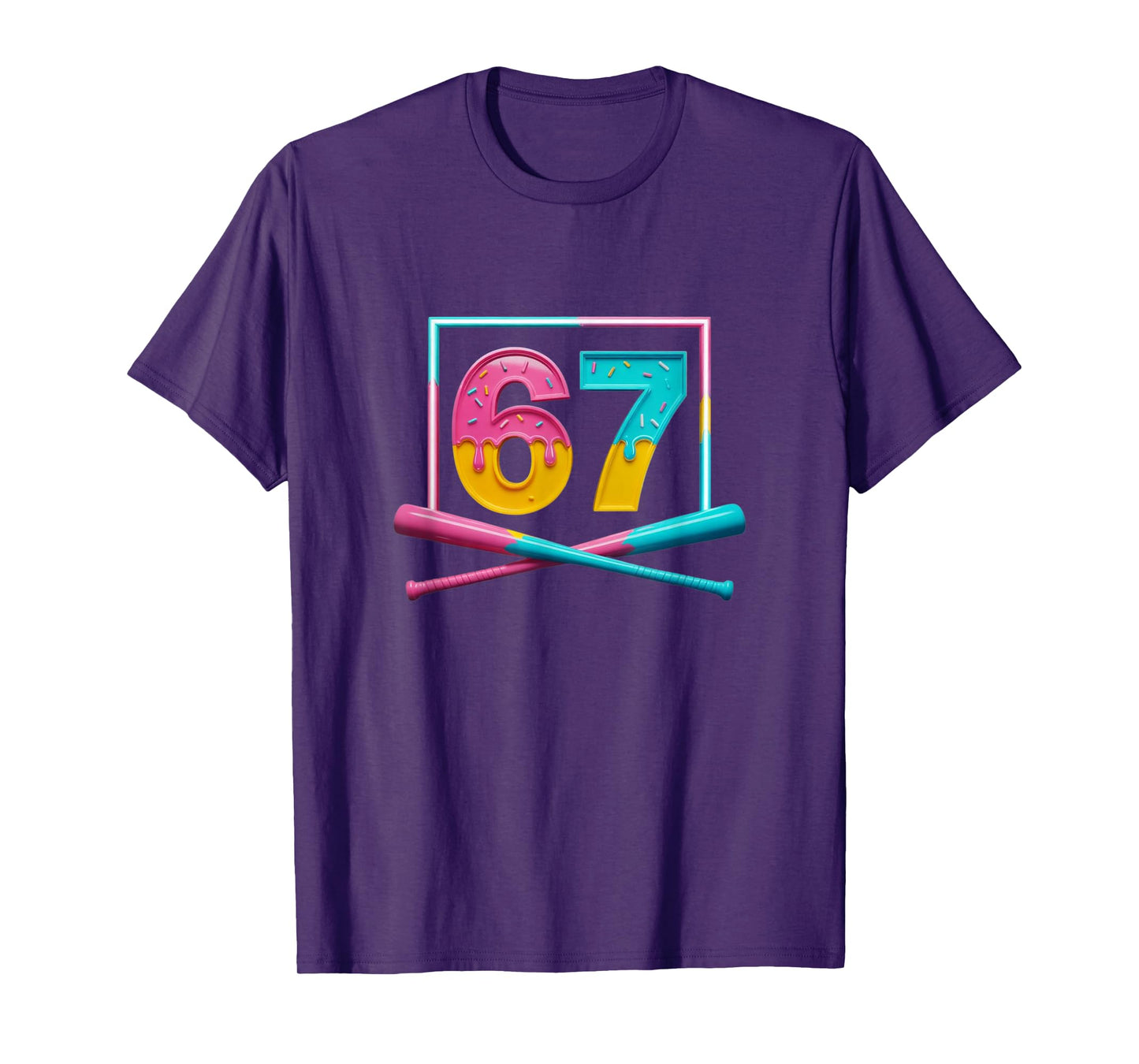 Six Seven Ice Cream Drip Sport 67 Fun Cool Baseball Meme T-Shirt