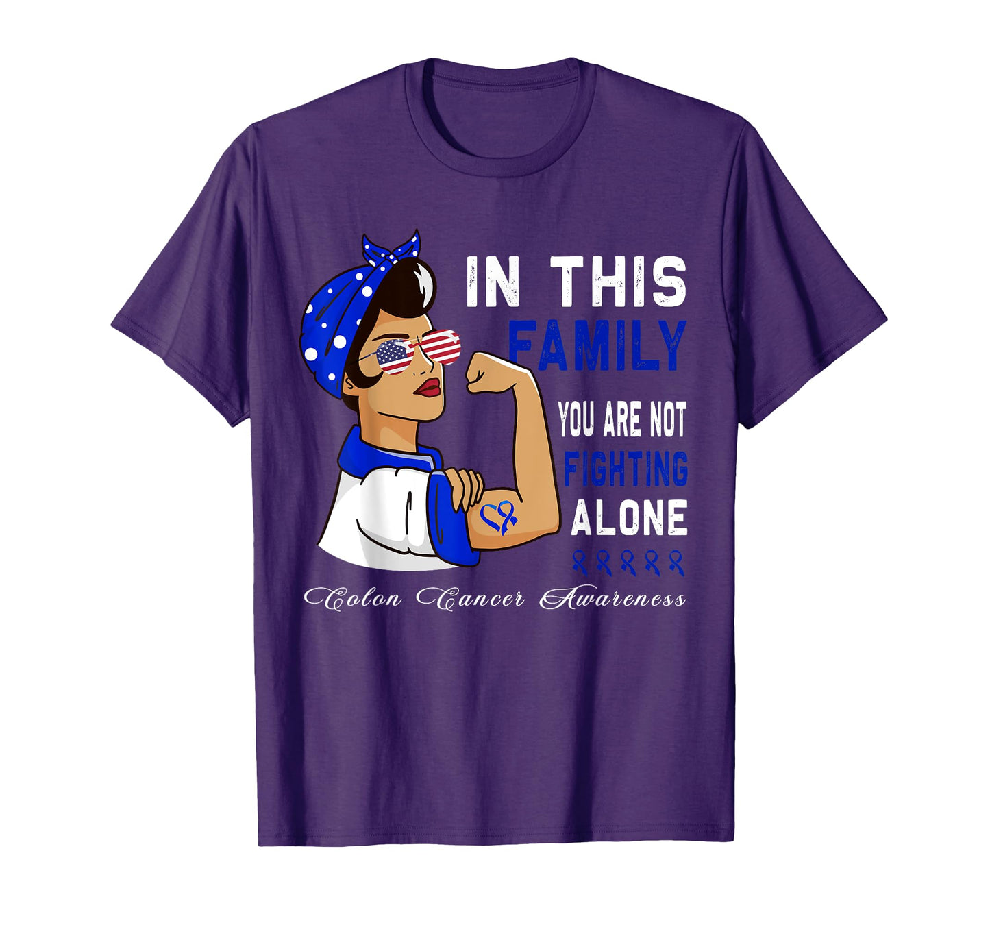 Blue Ribbon Fighter Family Women bandana Colon Cancer T-Shirt
