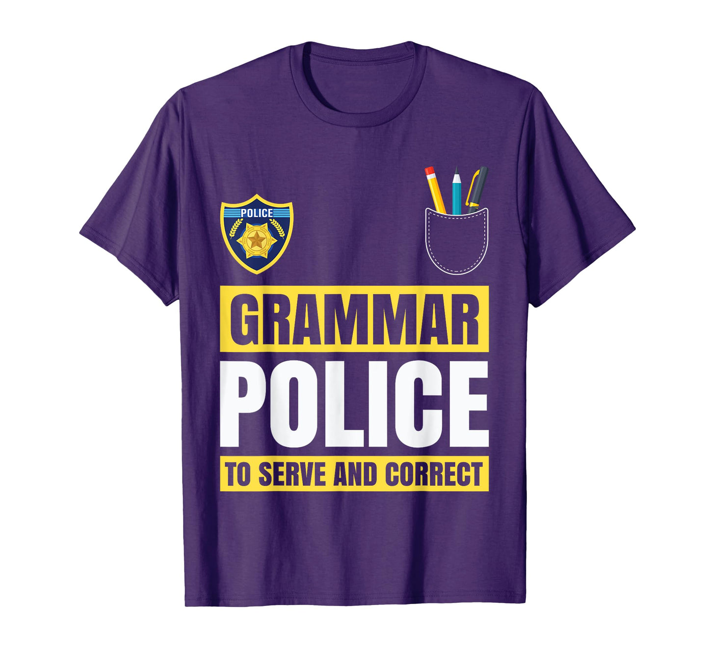 Grammar Police Funny Costume Idea Gift Teachers Students T-Shirt for Men Women Kids