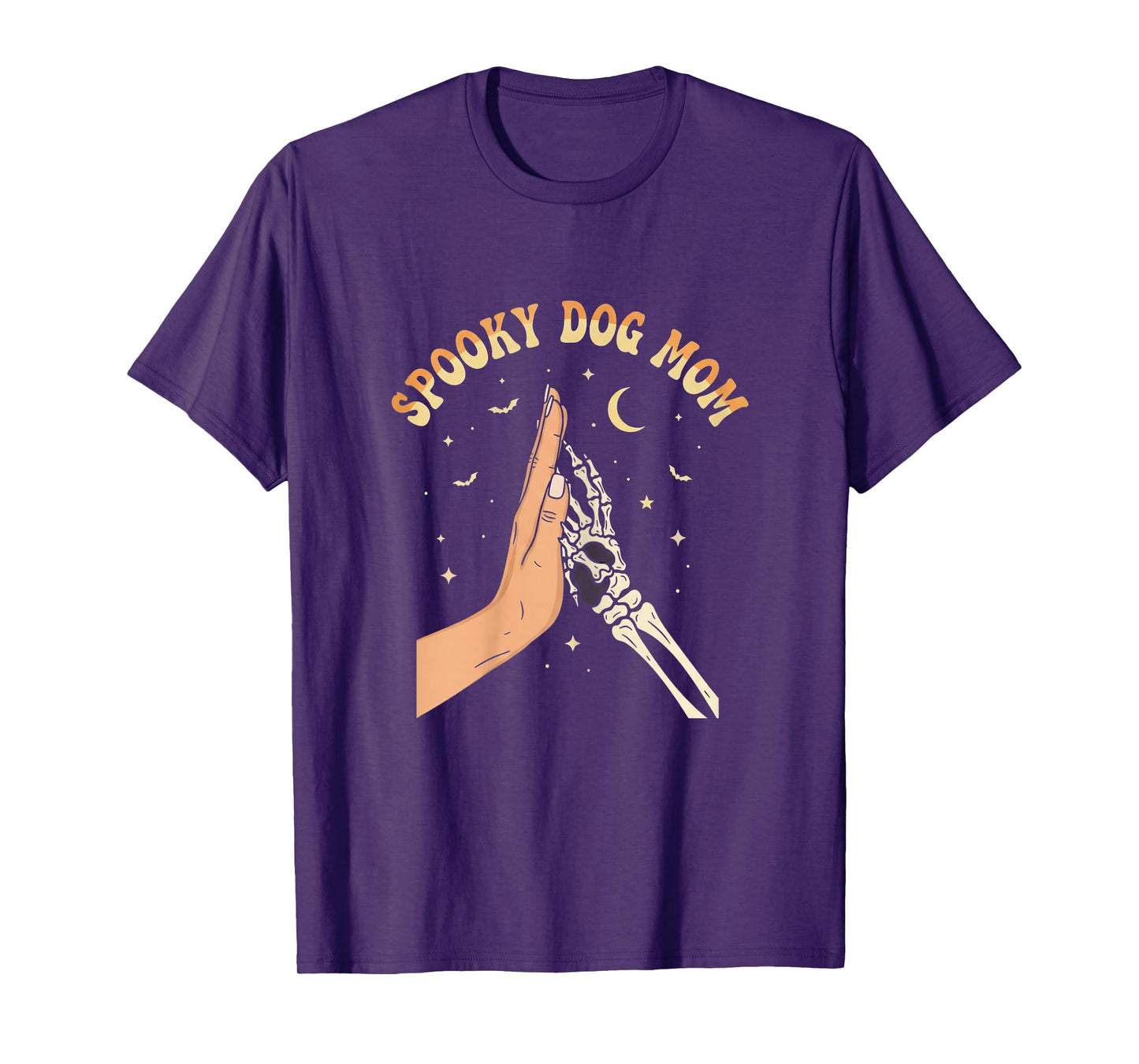 Spooky Dog Mom Funny Halloween Costume Retro Skeleton Paw T-Shirt
